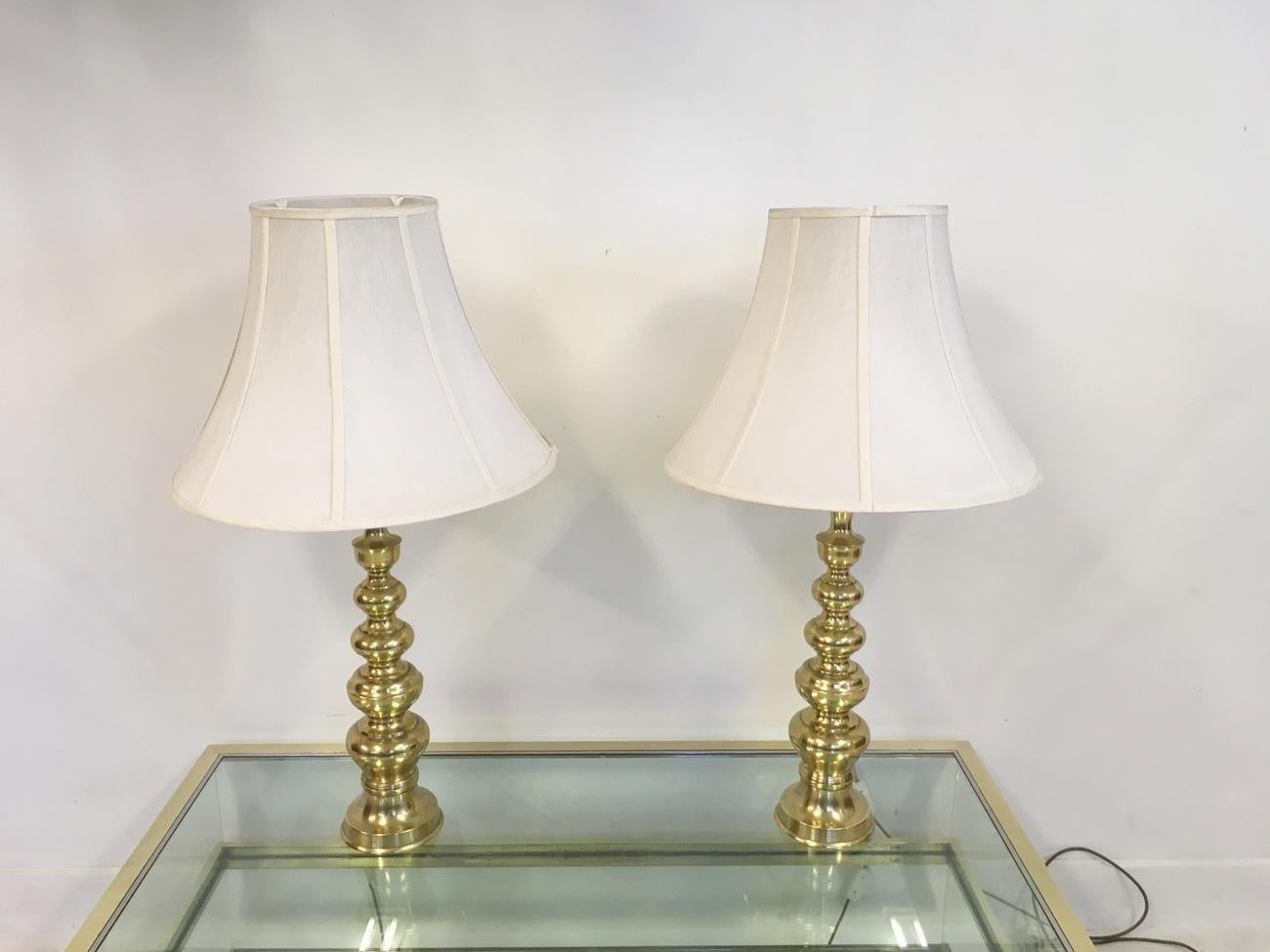 Pair of Vintage 1970s Brass Table Lamps 1