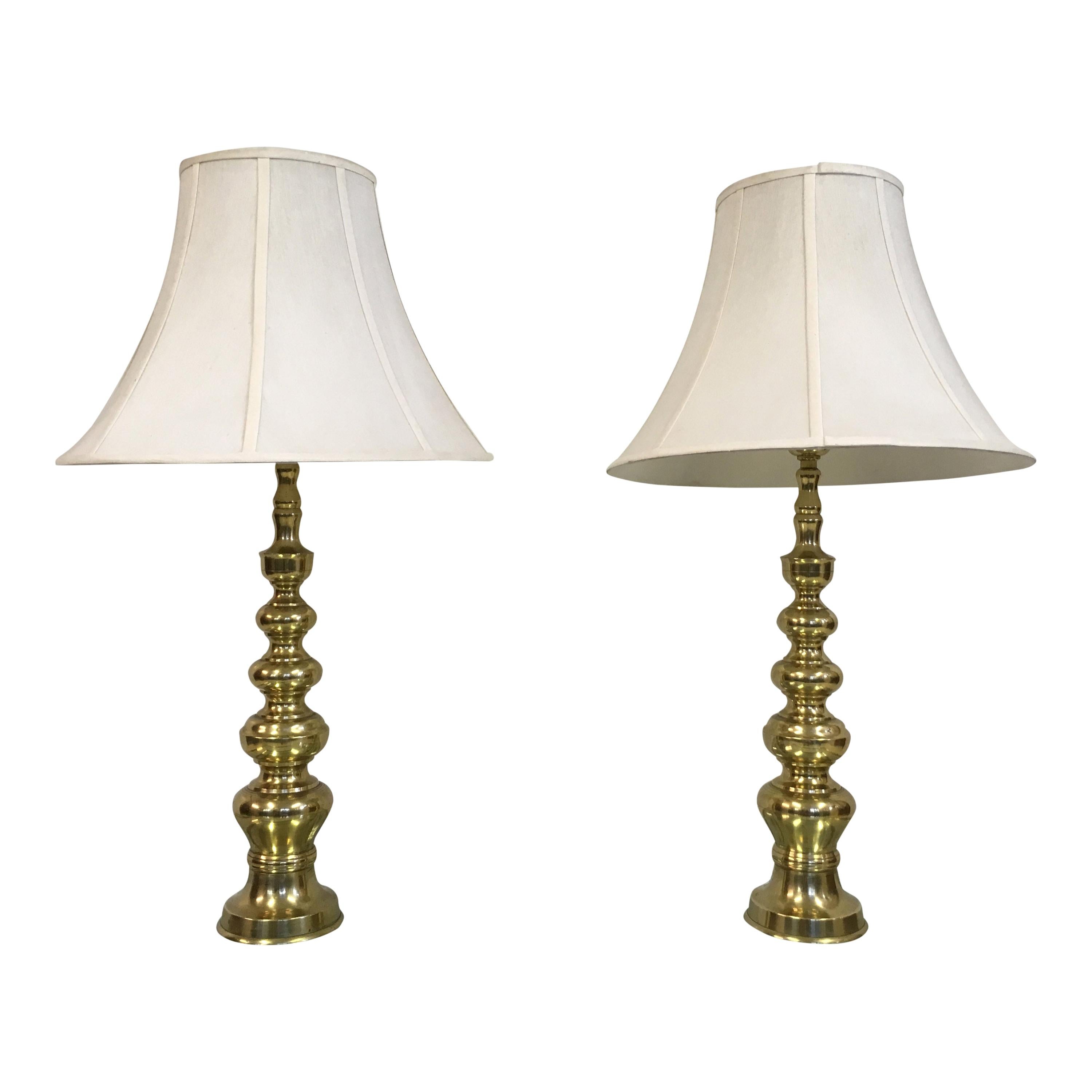 Pair of Vintage 1970s Brass Table Lamps
