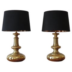Pair of Vintage 1970s Decorative Brass Lamps