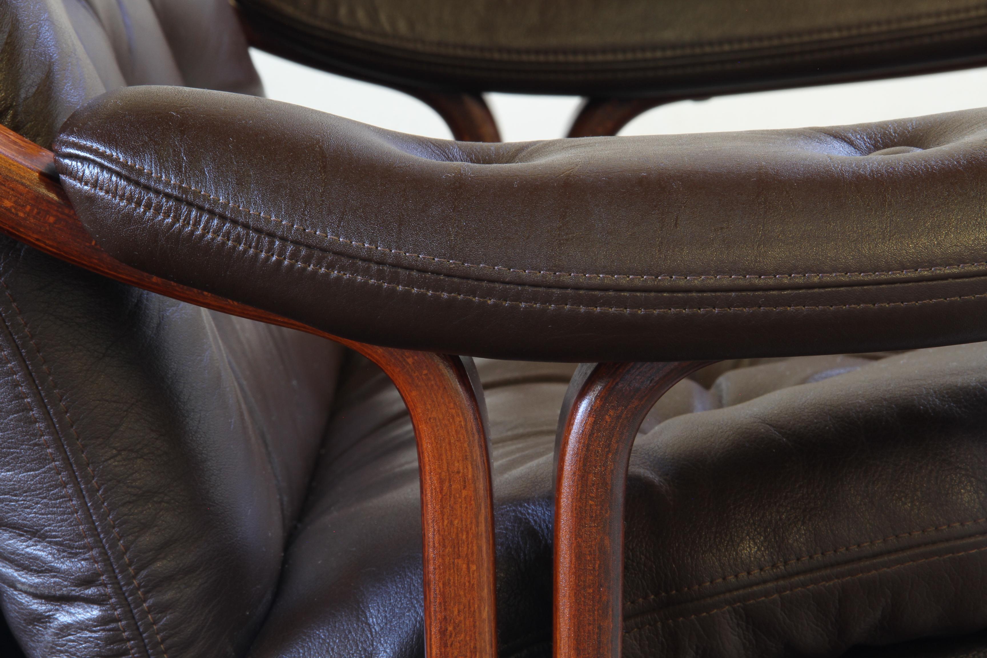 Pair of Vintage 1970s Norwegian Modernist Lounge Chairs, attr. Jon Hjortdal For Sale 5