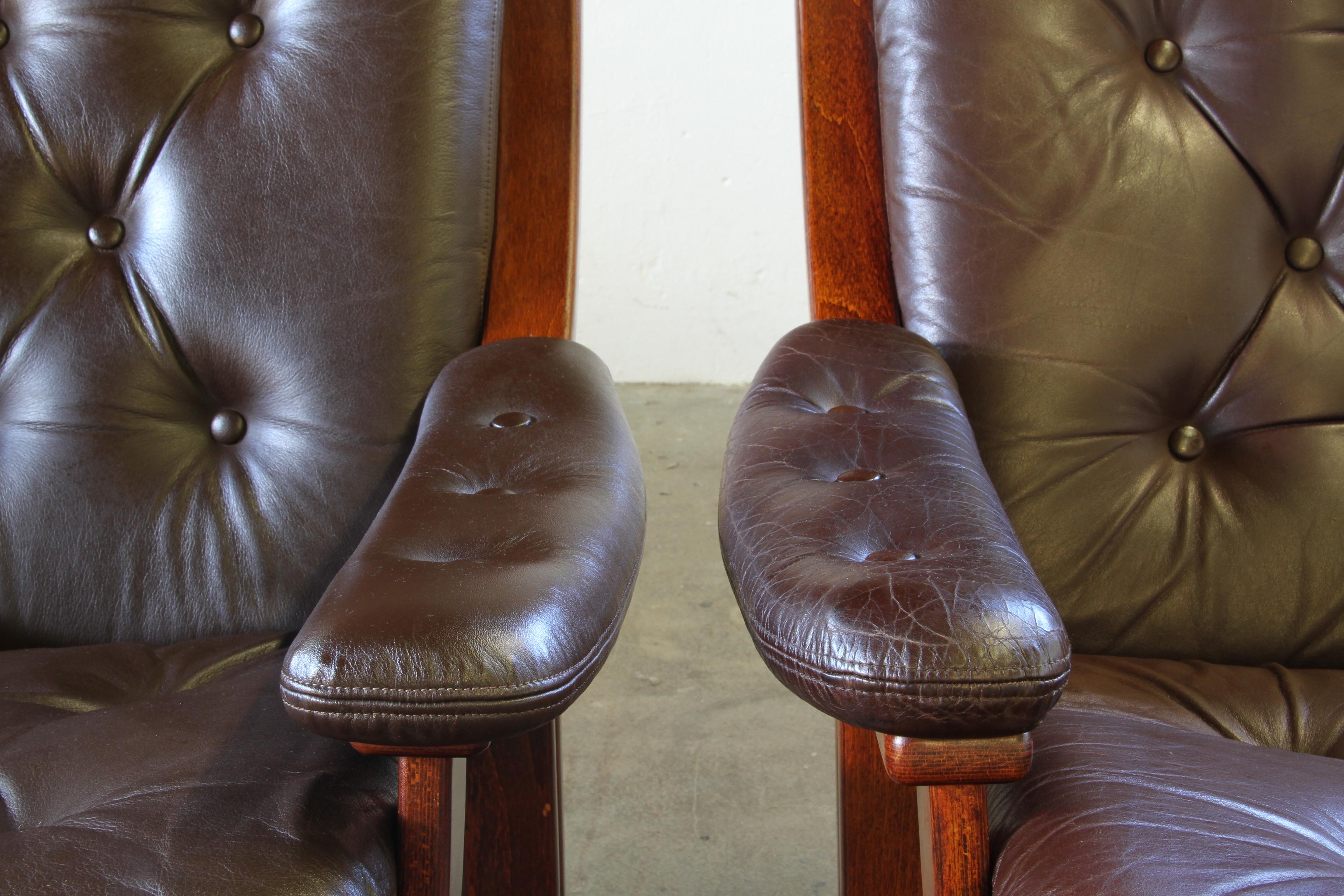 Pair of Vintage 1970s Norwegian Modernist Lounge Chairs, attr. Jon Hjortdal For Sale 13