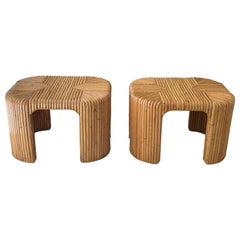 Pair of Vintage 1970s Palm Beach Bamboo Side Tables