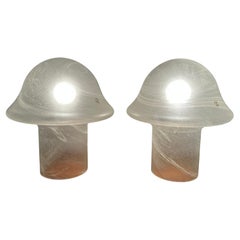 Paire de lampes de table champignons grises et tourbillonnantes Peill & Putzler des années 1970