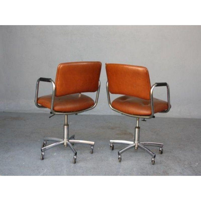 Leather Pair of Vintage 1970's Tubular Armchairs For Sale
