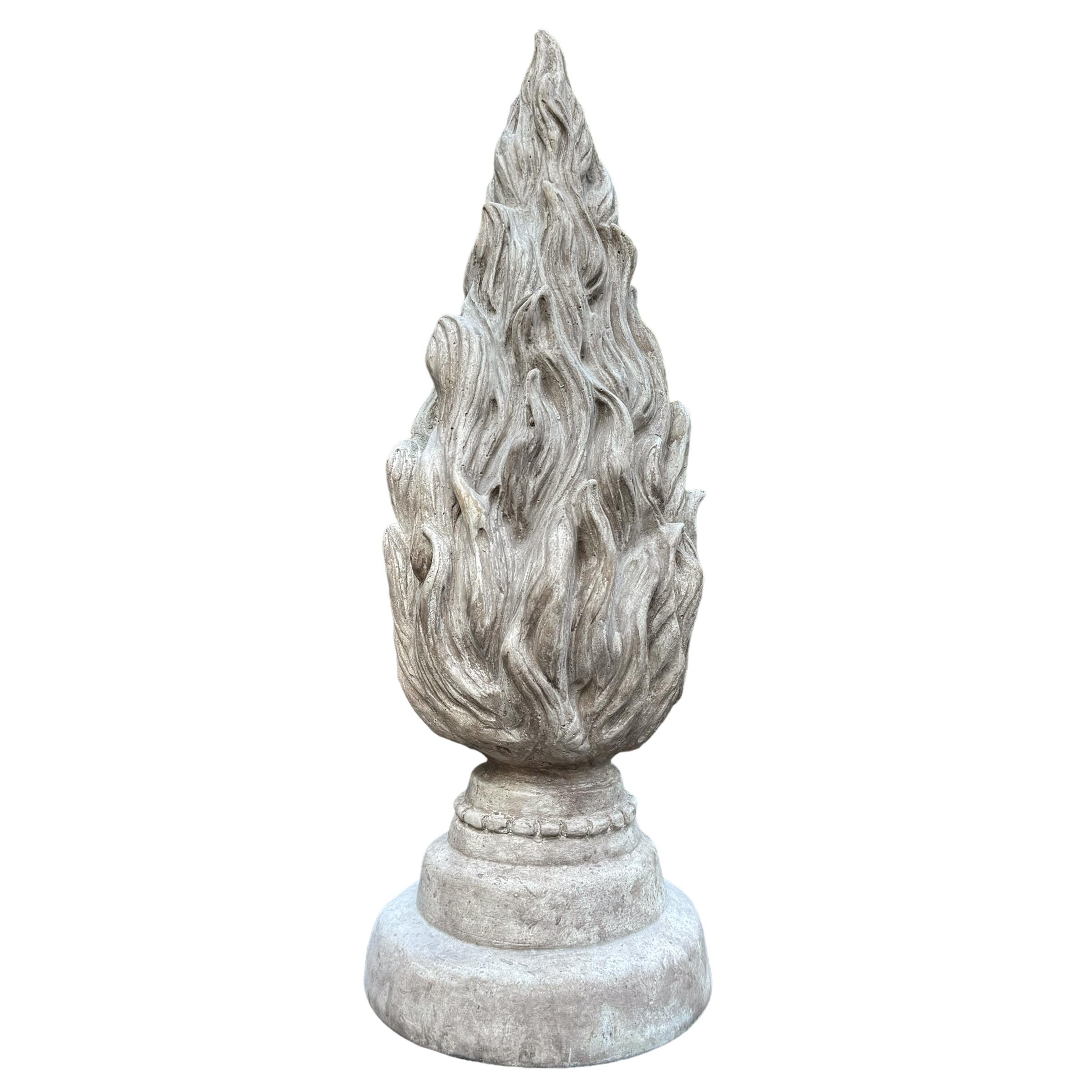 American Pair of Vintage 20th Century Plaster Flame Finials For Sale