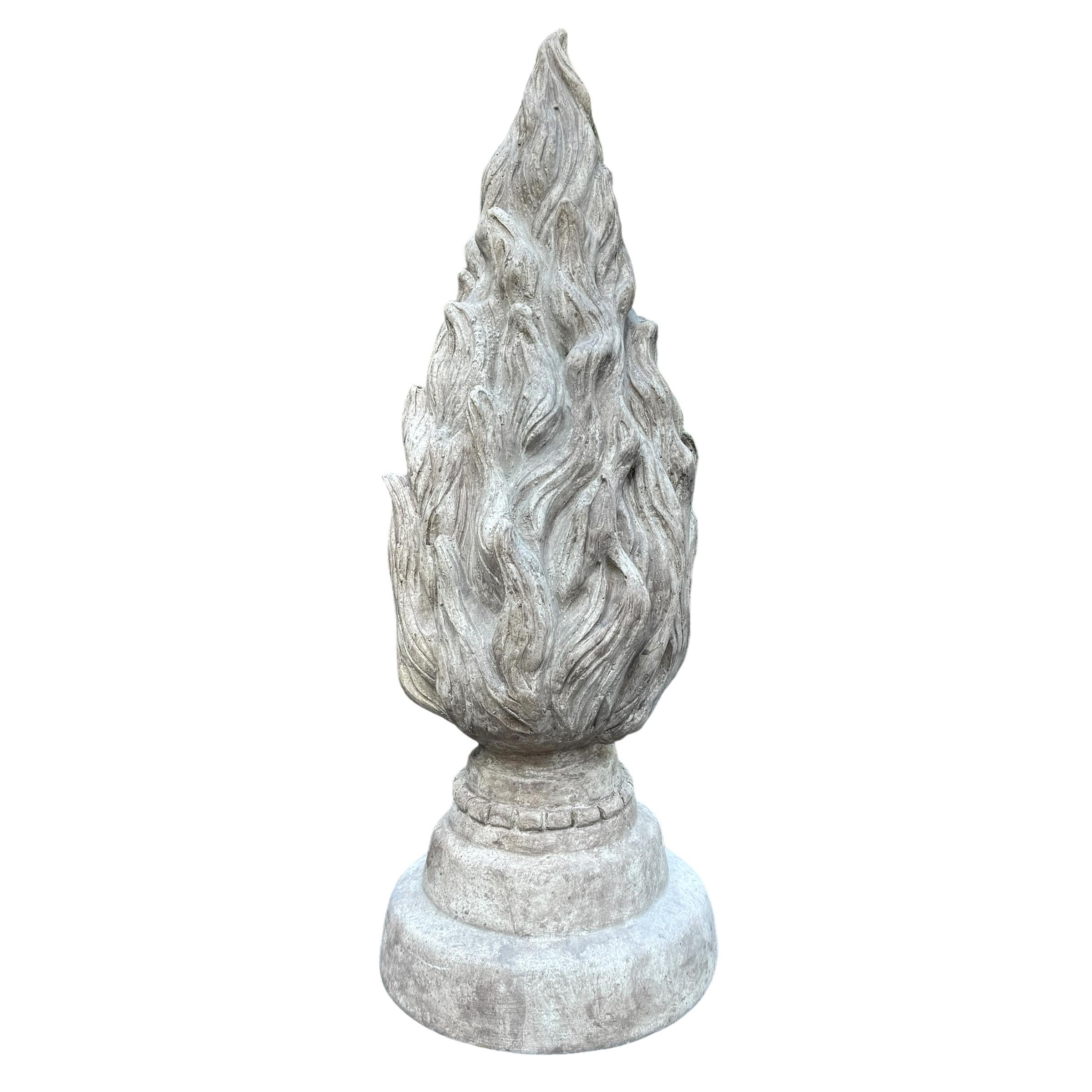 Cast Pair of Vintage 20th Century Plaster Flame Finials For Sale
