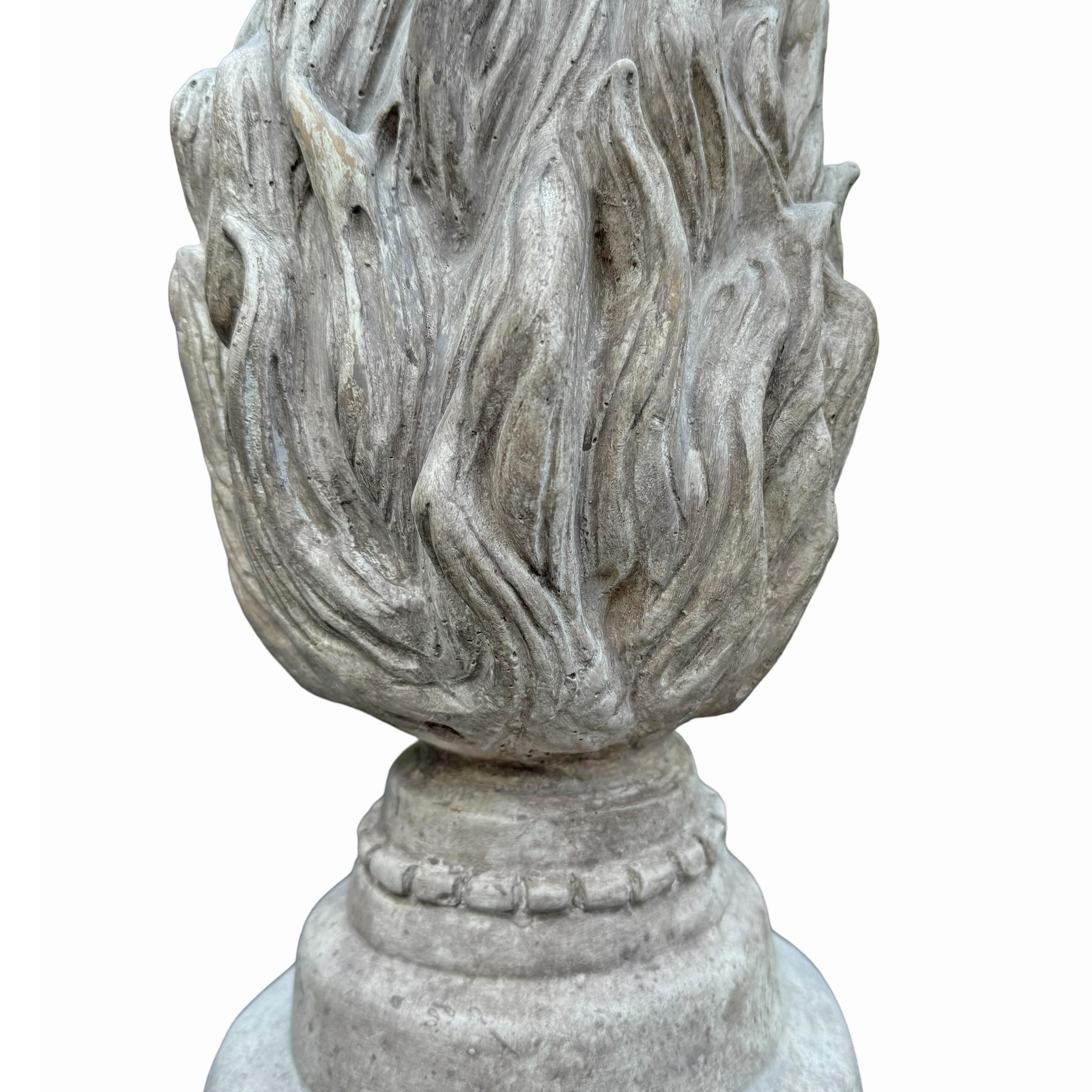 Pair of Vintage 20th Century Plaster Flame Finials For Sale 4