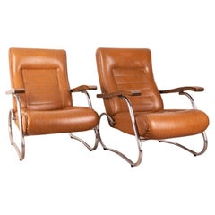 Ein Paar Vintage-Sessel aus Stahl und Leder im Thonet-Design aus den 40er Jahren 