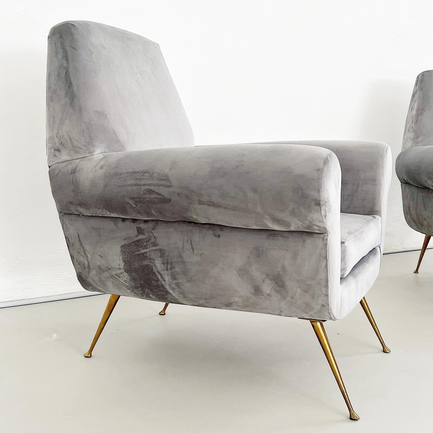 Mid-Century Modern Mid-Century armchair by Gigi Radice for Minotti, grey velvet (pair avilable)