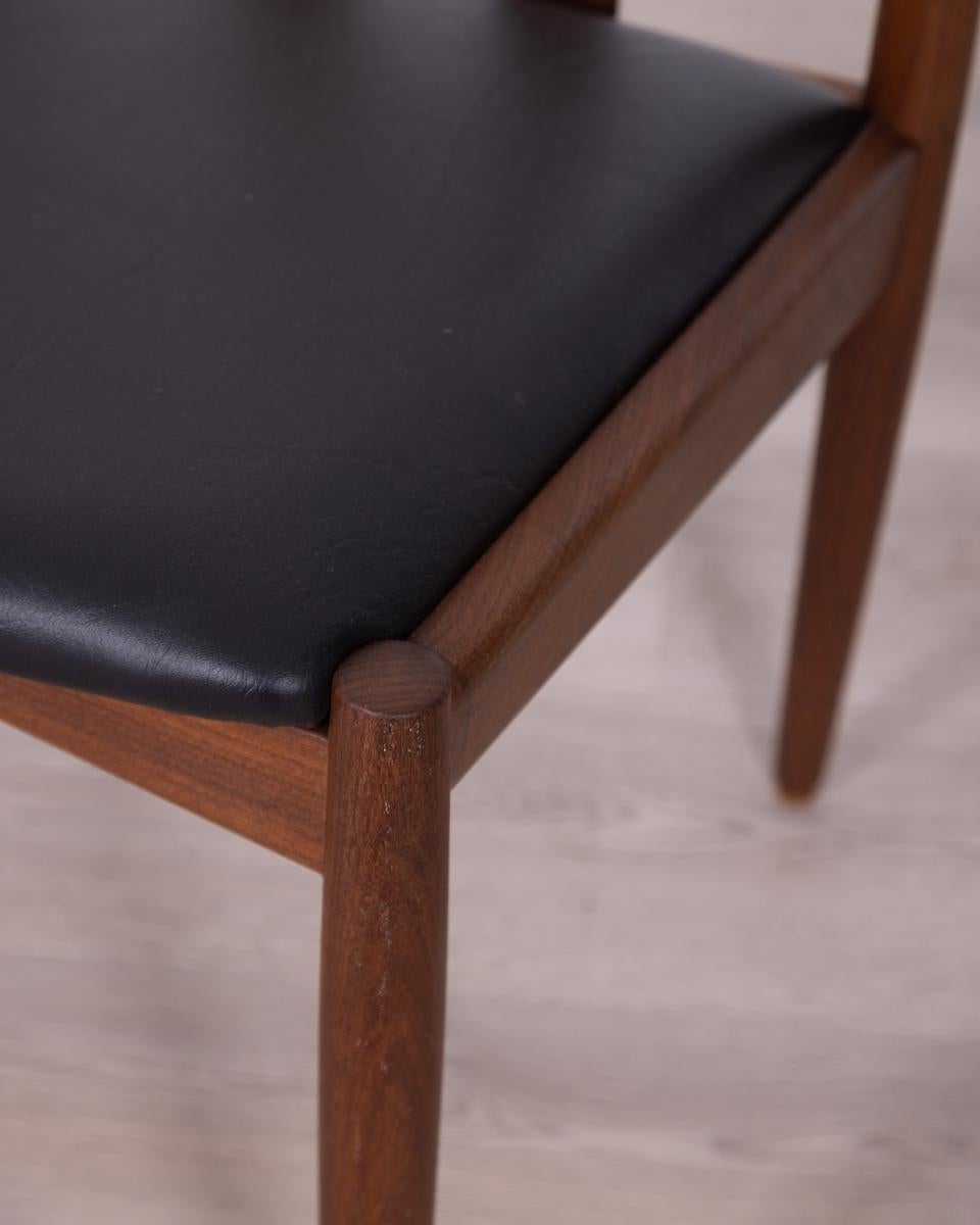 Paar Vintage-Sthle aus Teakholz und Leder im dnischen Design aus den 60ern im Angebot 4