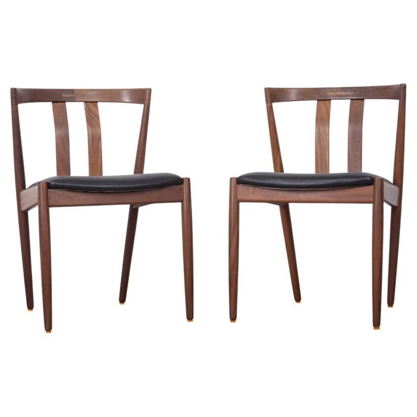 Pair of Vintage 60's Chairs in Teak Wood and Leather Danish Design