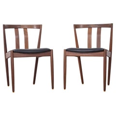 Pair of Vintage 60's Chairs in Teak Wood and Leather Danish Design