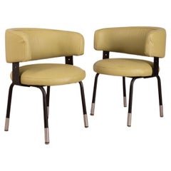 Pareja de sillones vintage de los años 70 Sillones de cuero verde