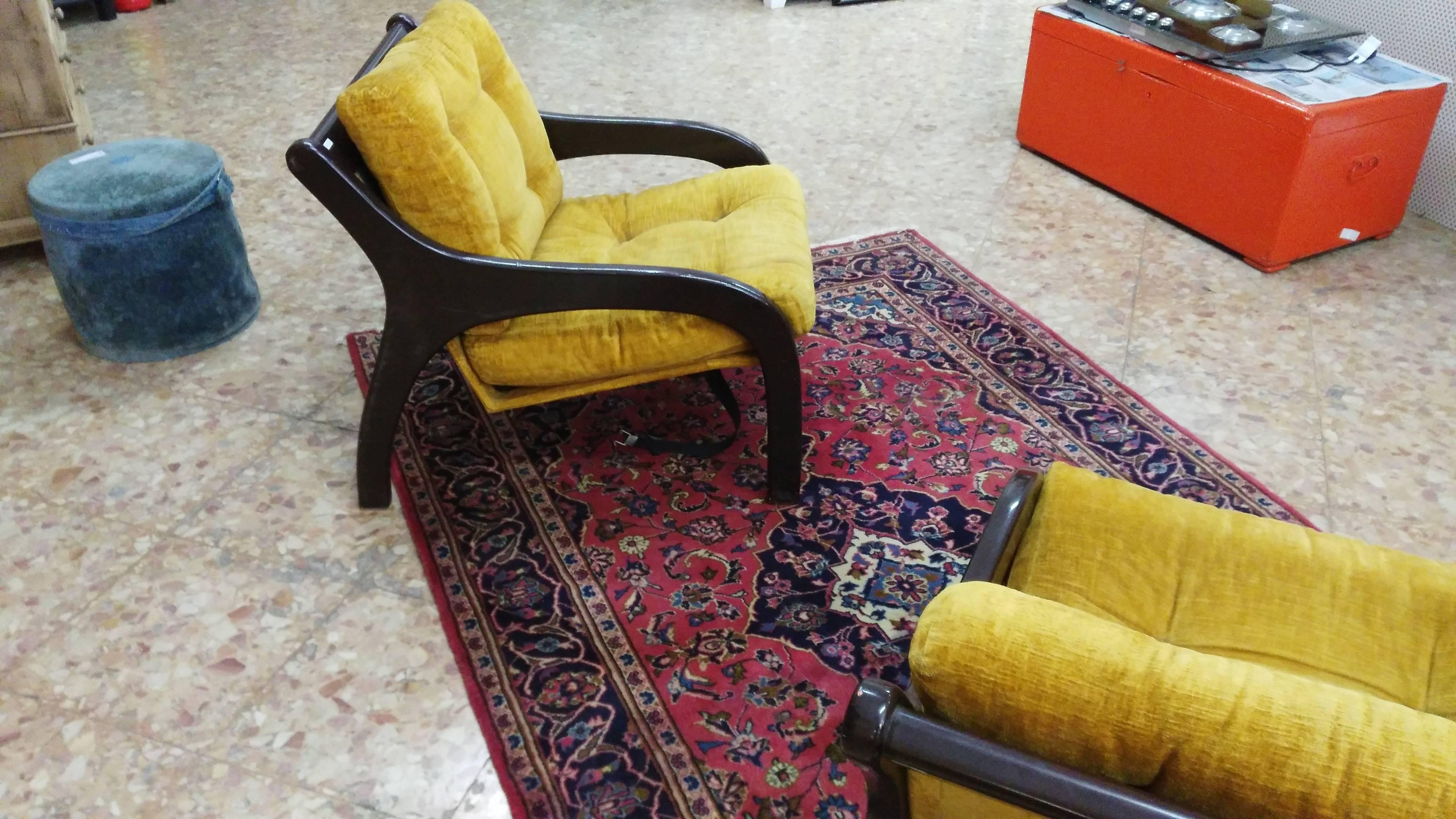 Hardwood Pair of Vintage midcentury Italy Armchairs For Sale