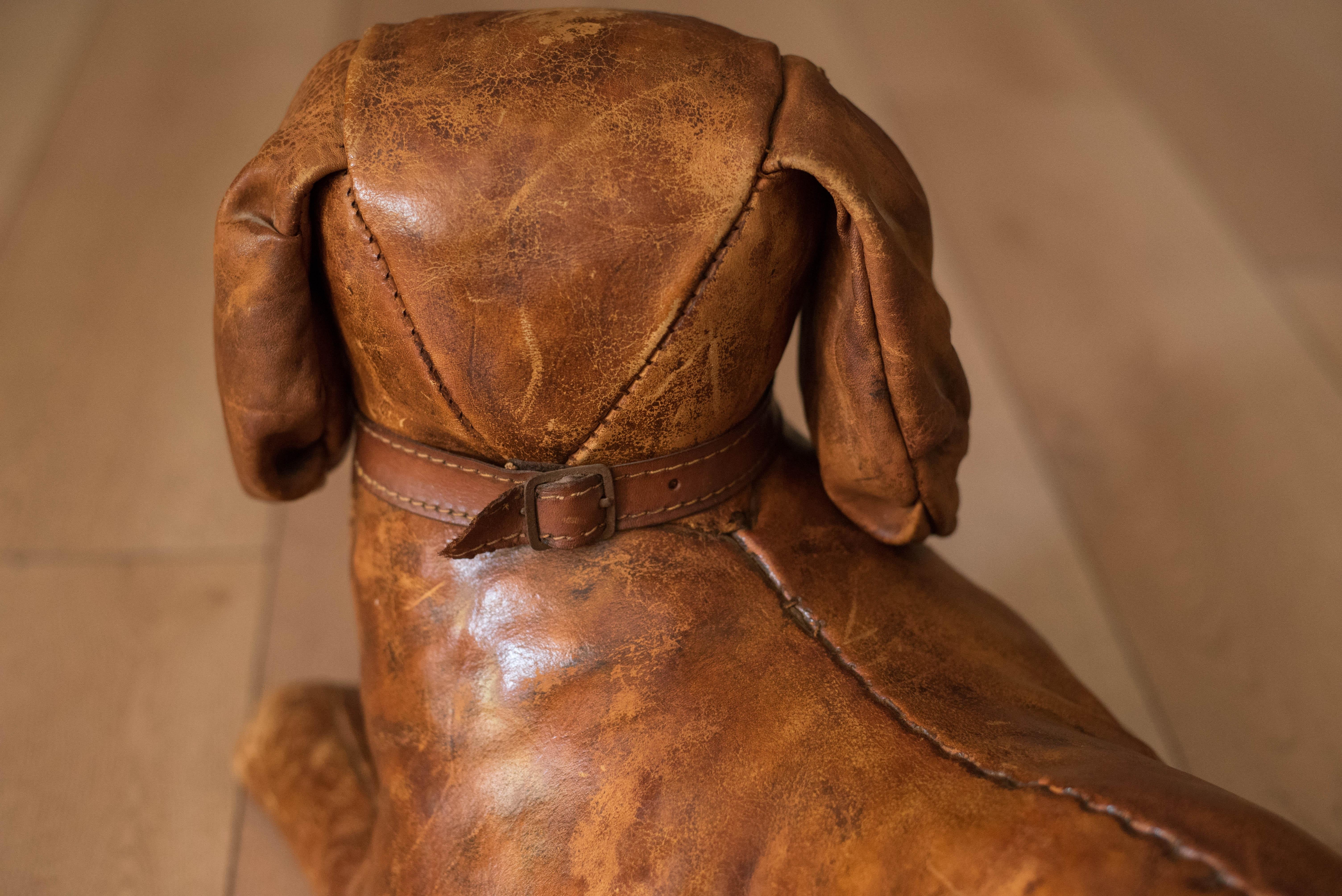 Pair of Vintage Abercrombie and Fitch Leather Dog Footstools by Dimitri Omersa 2