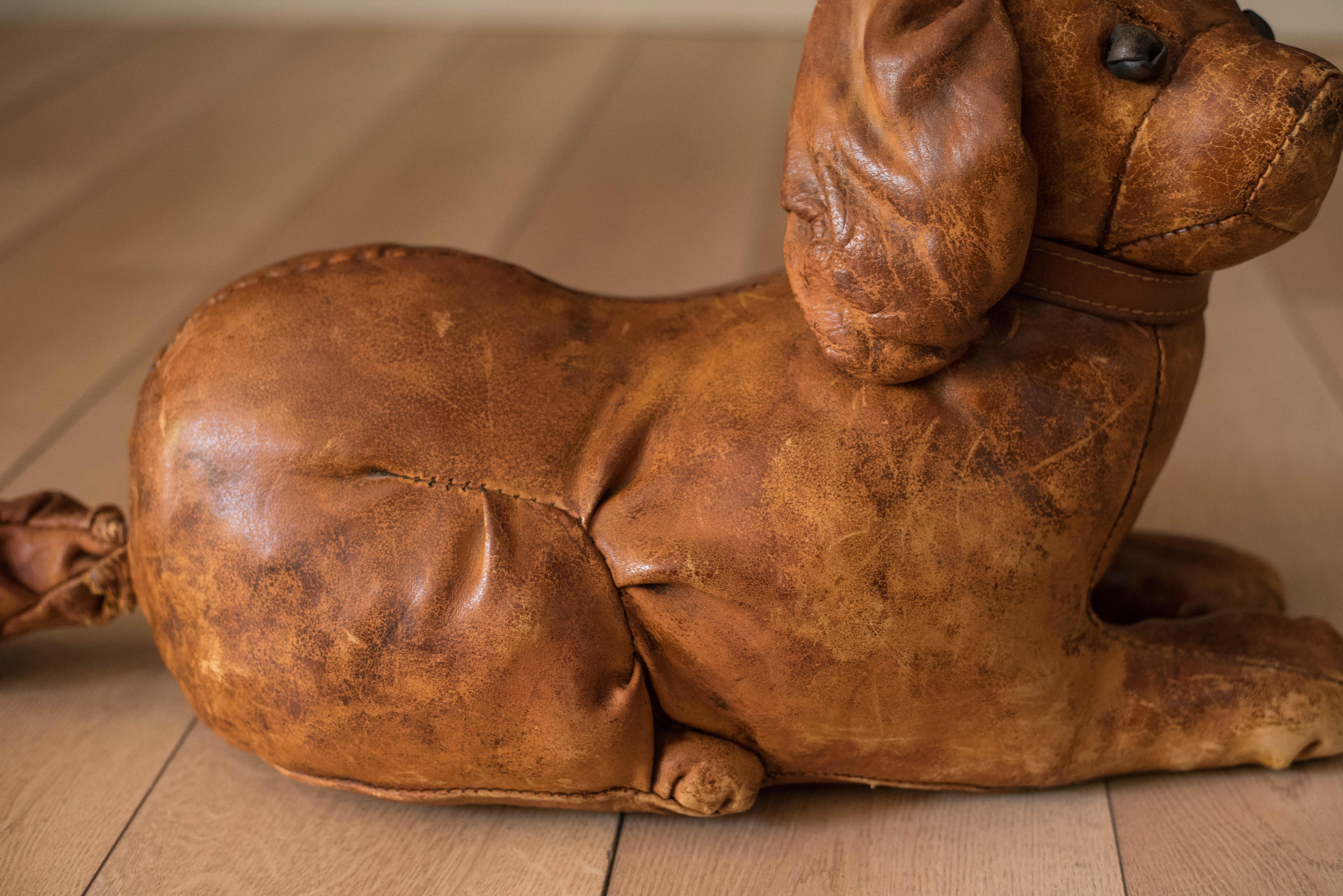 Pair of Vintage Abercrombie and Fitch Leather Dog Footstools by Dimitri Omersa 5