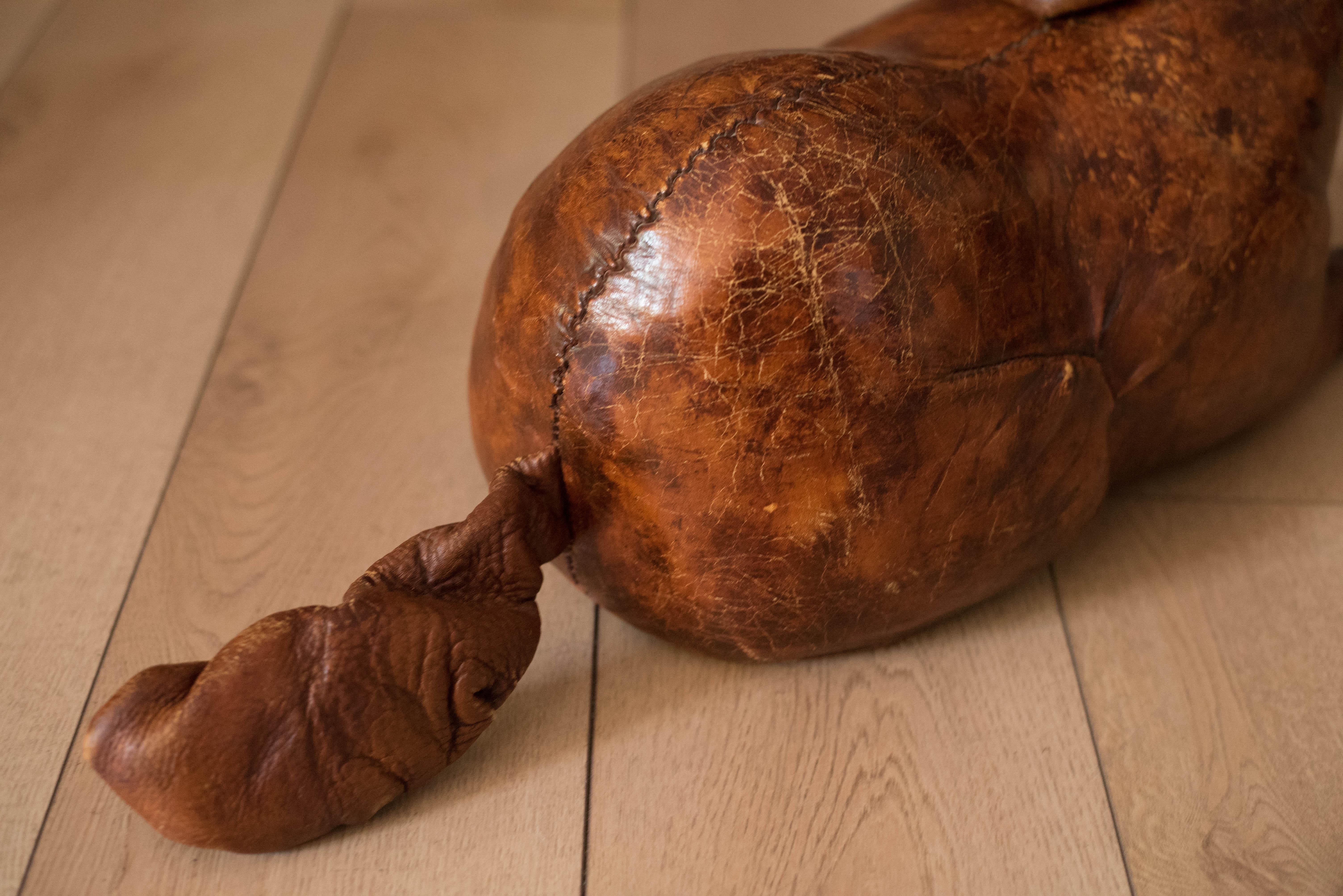 Mid-20th Century Pair of Vintage Abercrombie and Fitch Leather Dog Footstools by Dimitri Omersa