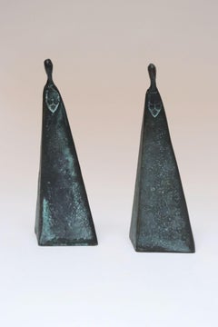 Coppia di sculture astratte femminili vintage in bronzo 9062