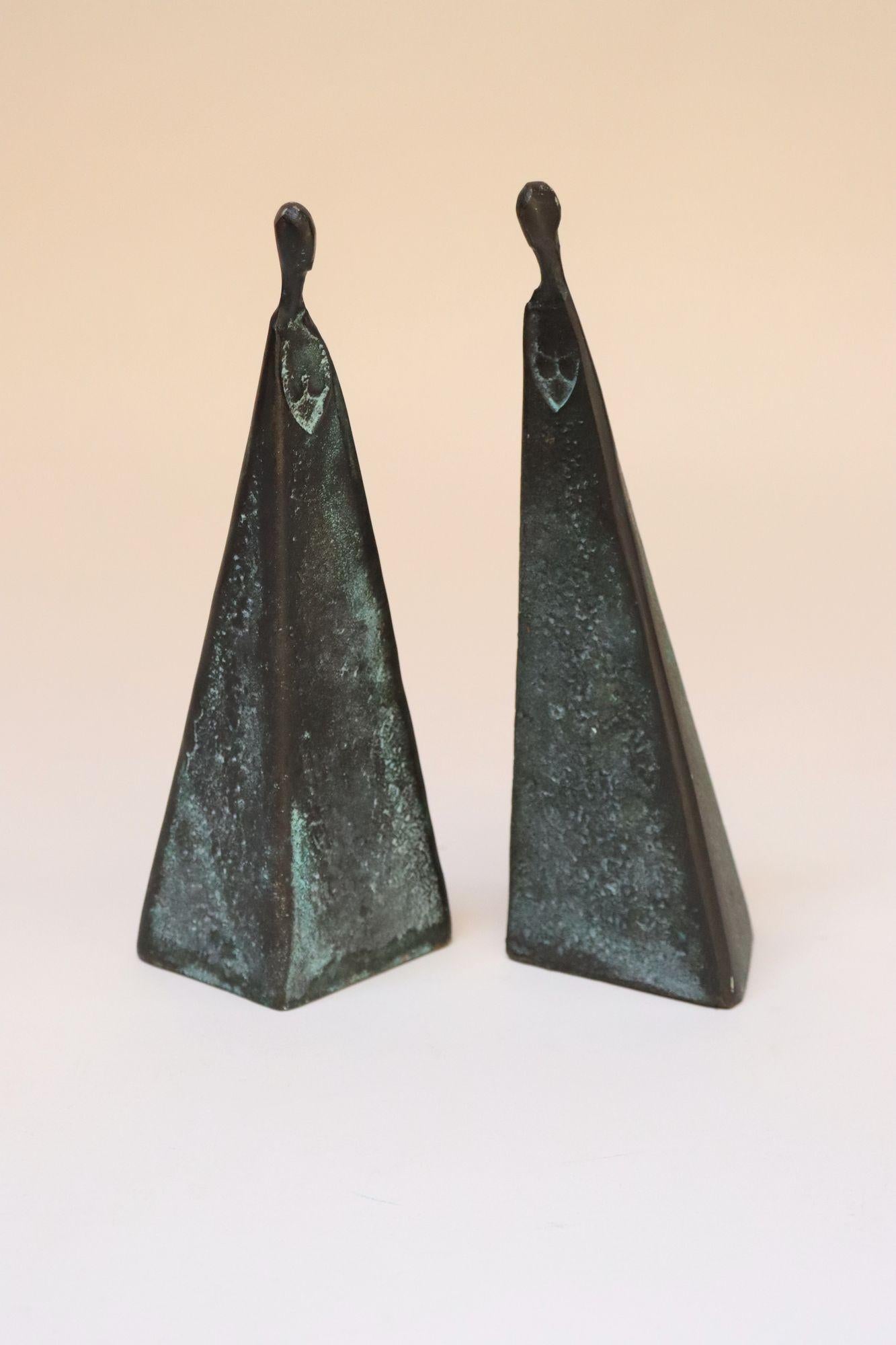 Mid-Century moderno Coppia di sculture astratte femminili vintage in bronzo 9062 in vendita
