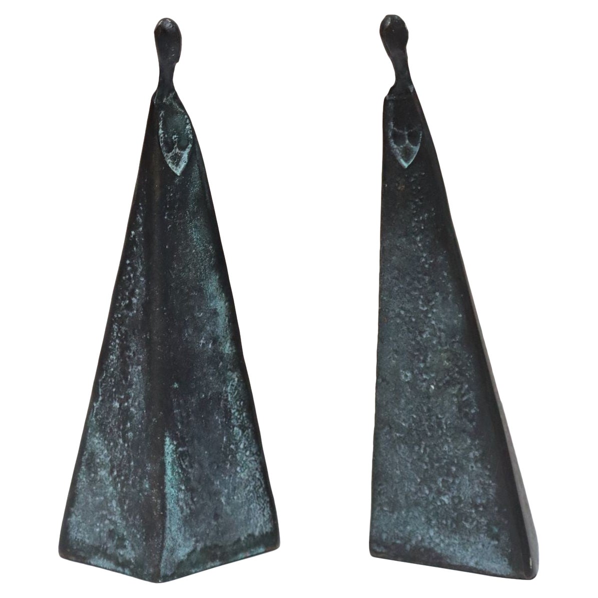 Coppia di sculture astratte femminili vintage in bronzo 9062 in vendita