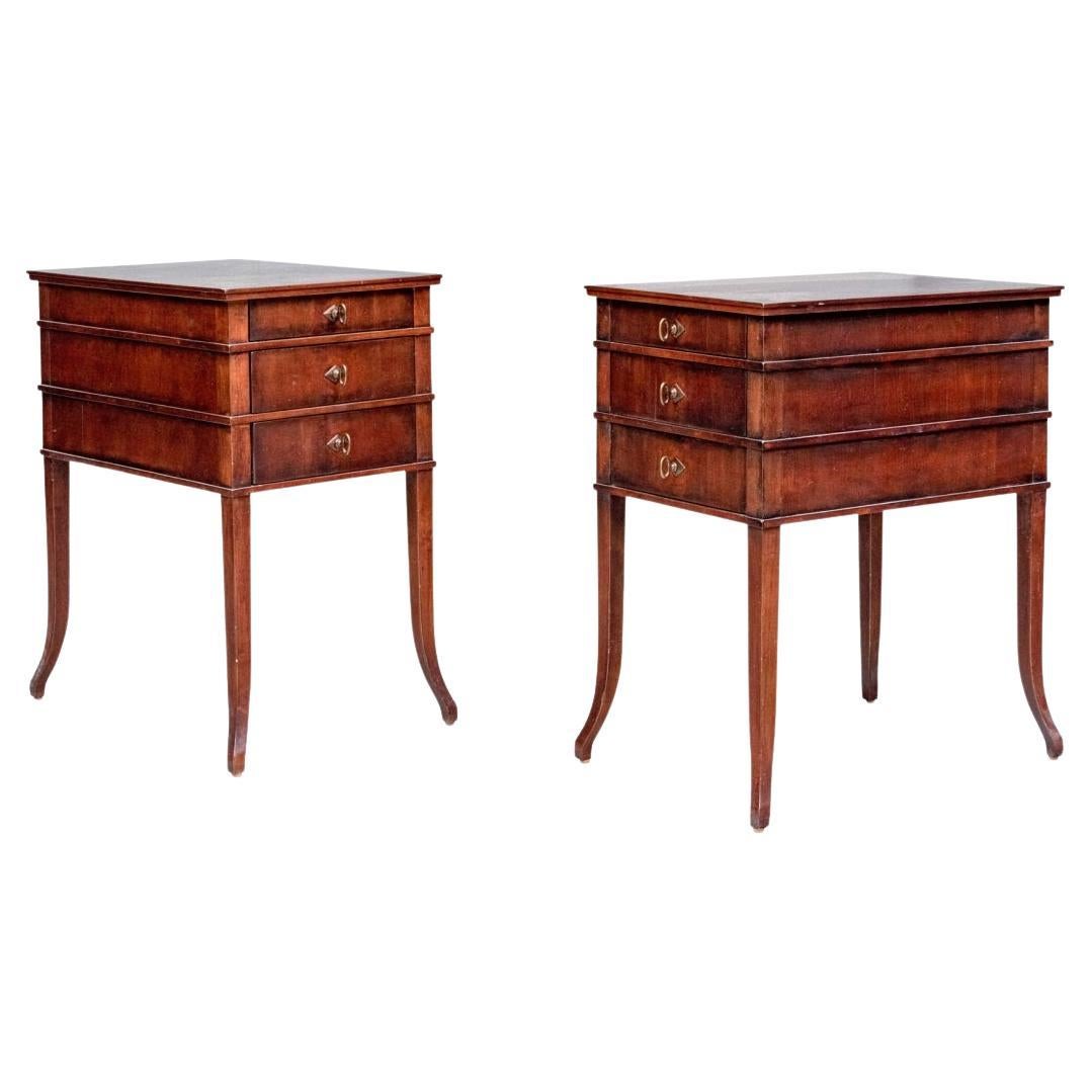 Paire de tables d
appoint à trois tiroirs Vintage "Acquisitions" by Henredon