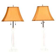Pair of Vintage Acrylic and Brass Table Lamps by Karl Springer