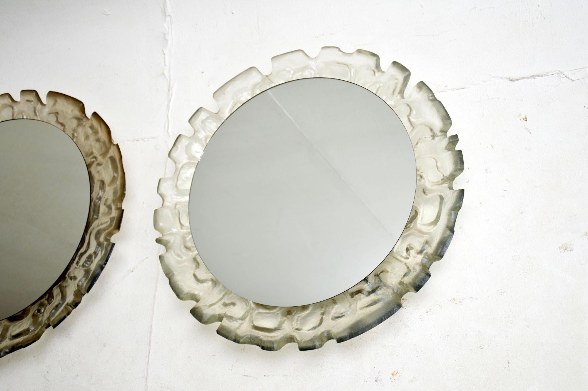 German Pair of Vintage Acrylic Back Lighting Mirrors by Hillebrand For Sale