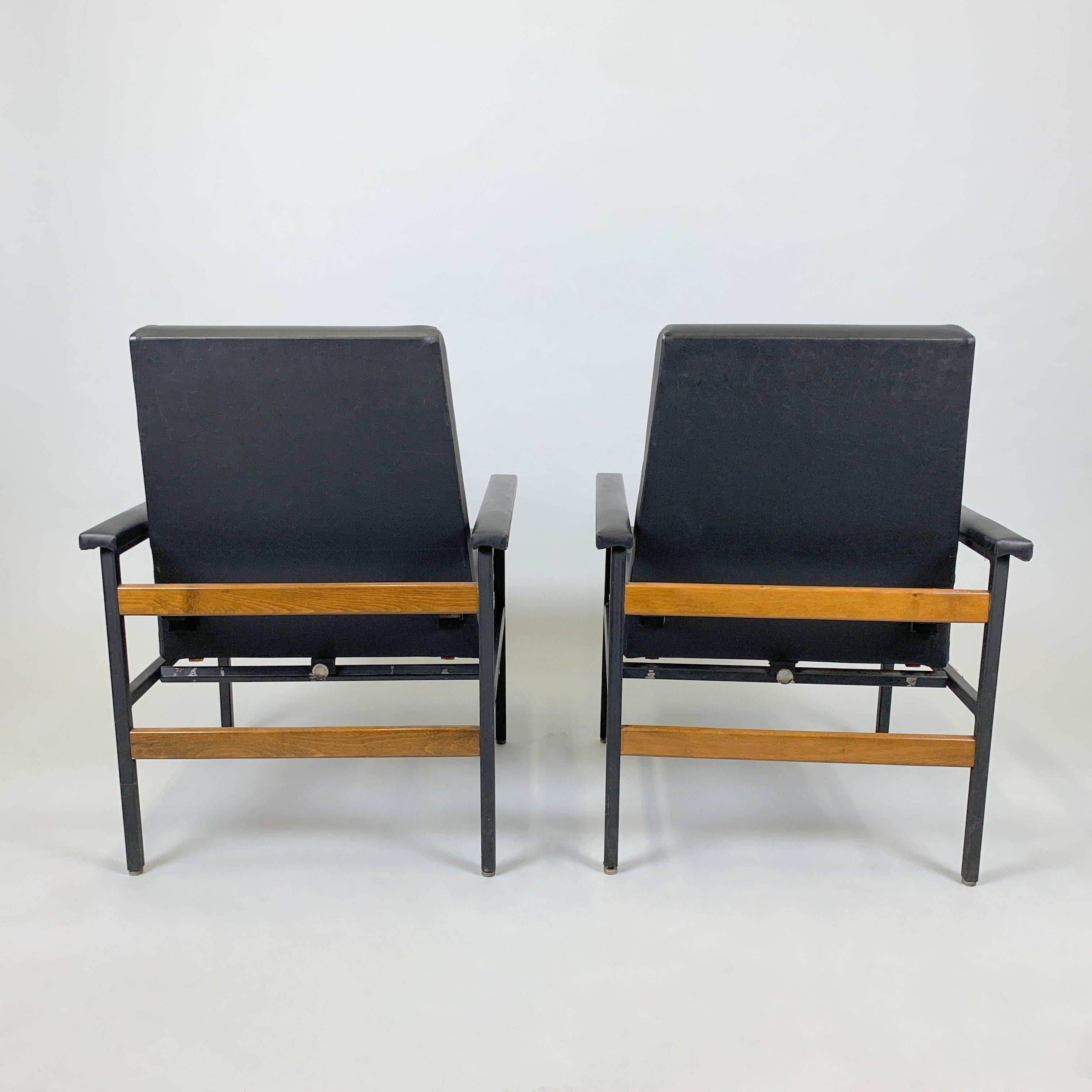 Tchèque Paire de fauteuils vintage réglables, Tchécoslovaquie, 1970 en vente