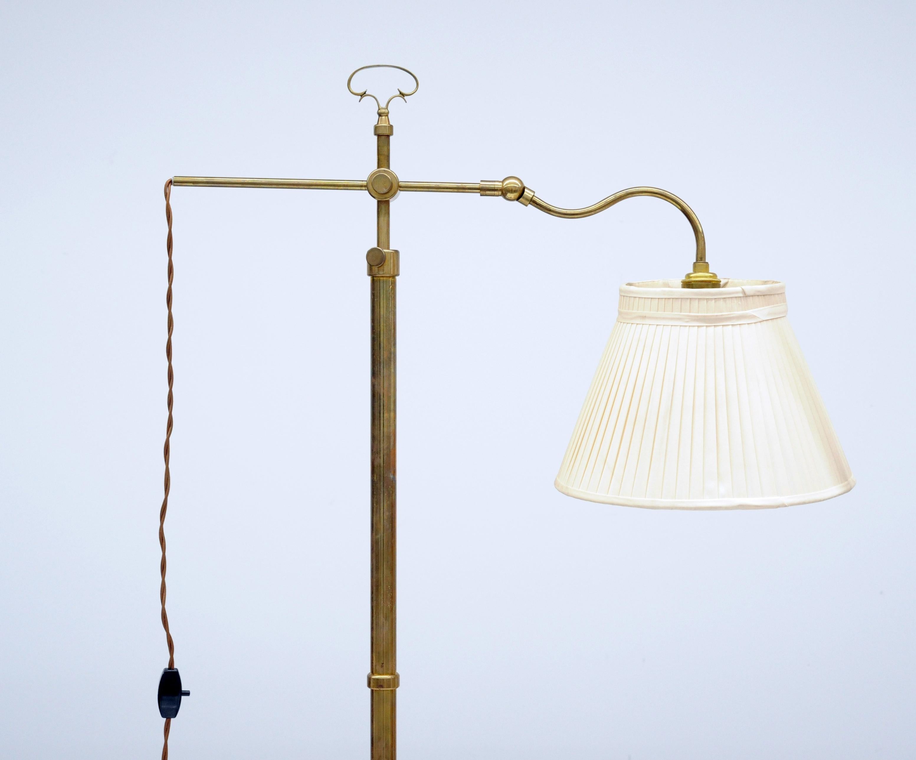 Pair of Vintage Adjustable Brass Floor Lamps, 1940s 8