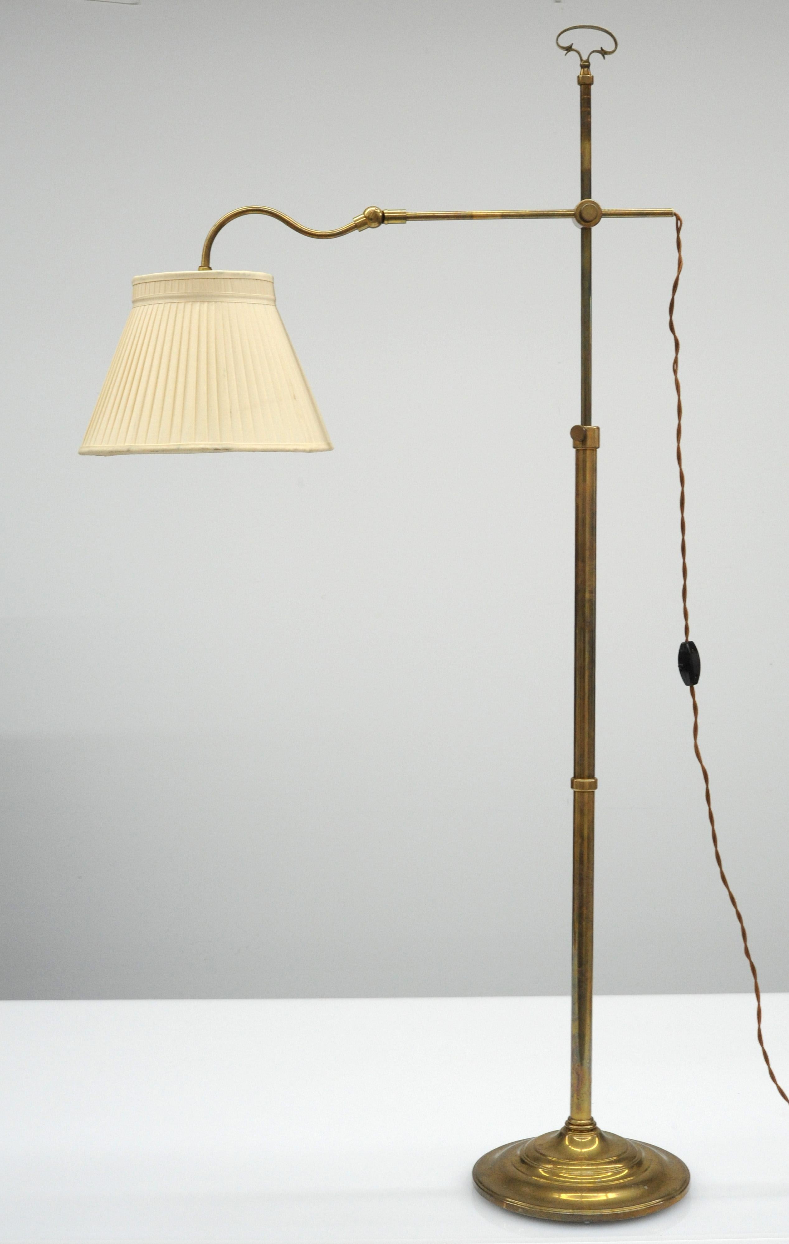 Pair of Vintage Adjustable Brass Floor Lamps, 1940s 11