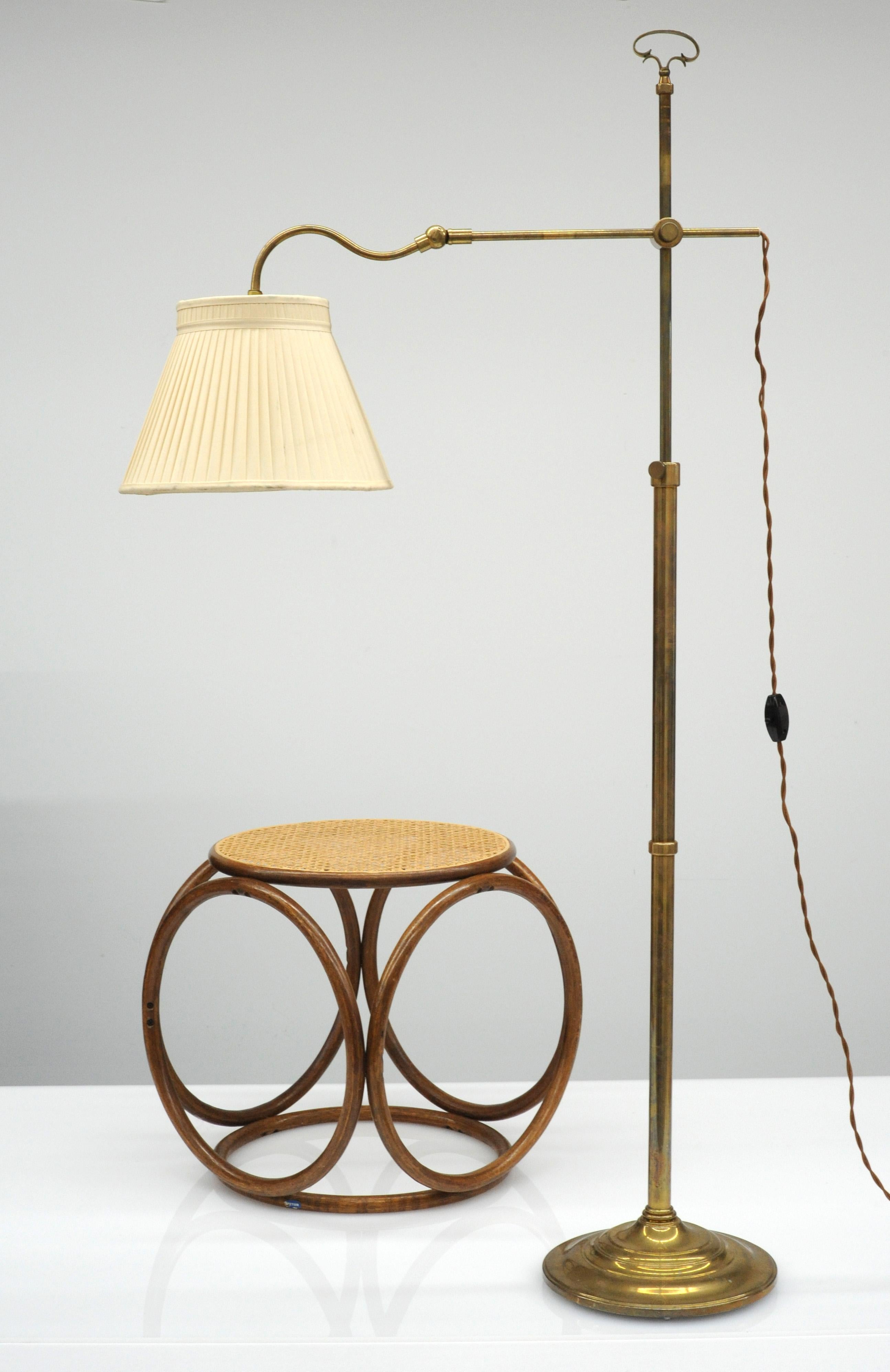 Pair of Vintage Adjustable Brass Floor Lamps, 1940s 12