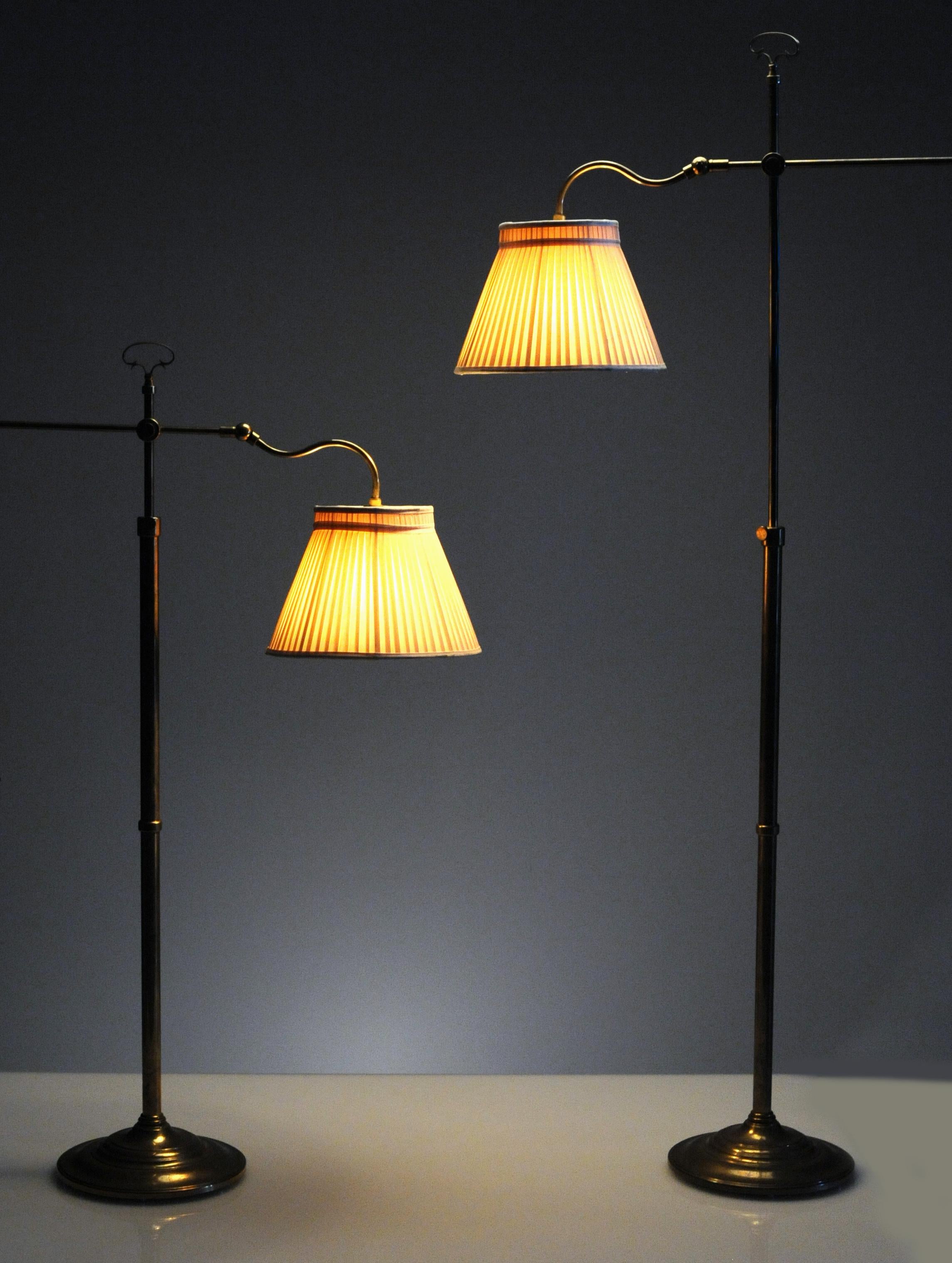 American Pair of Vintage Adjustable Brass Floor Lamps, 1940s