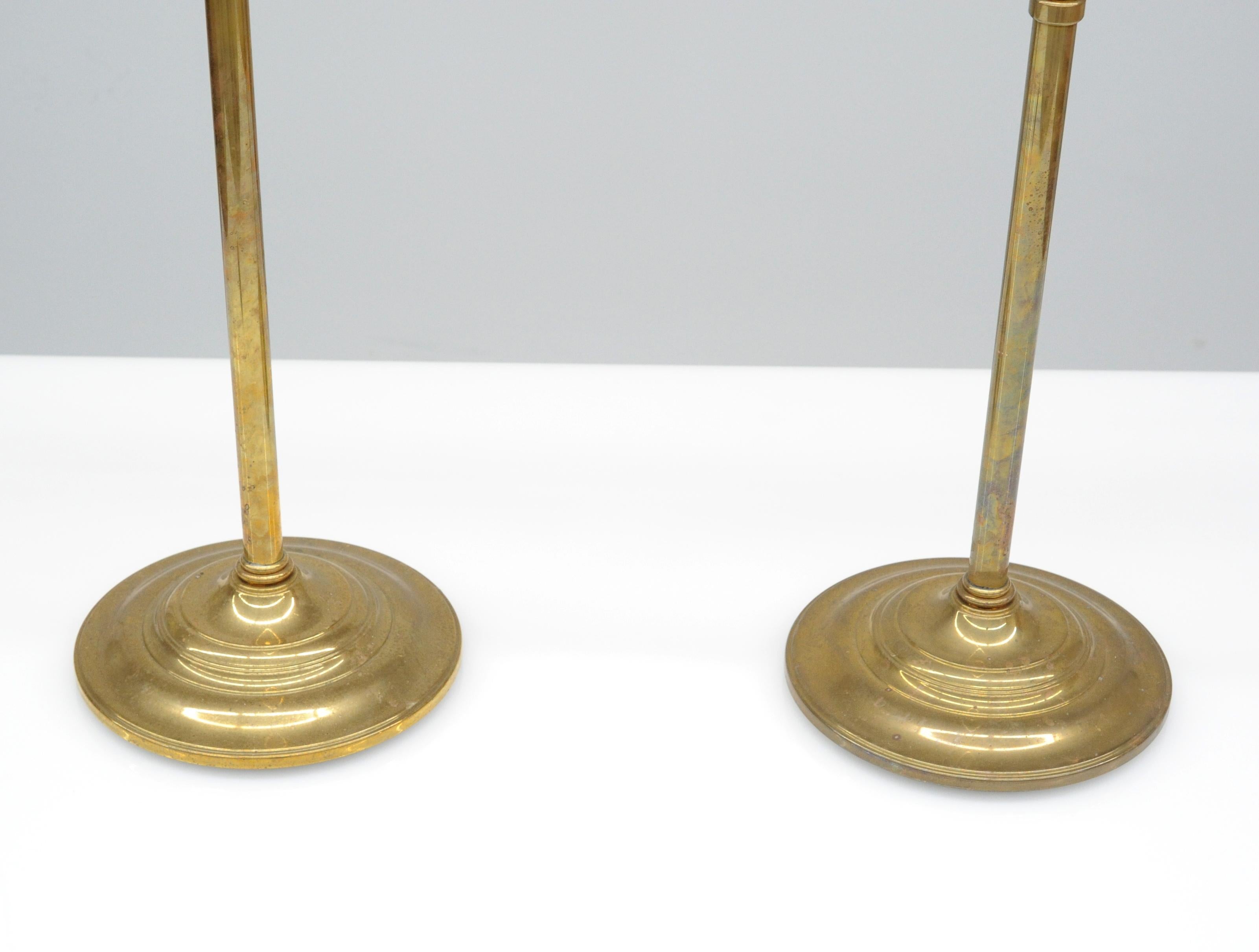 Pair of Vintage Adjustable Brass Floor Lamps, 1940s 3