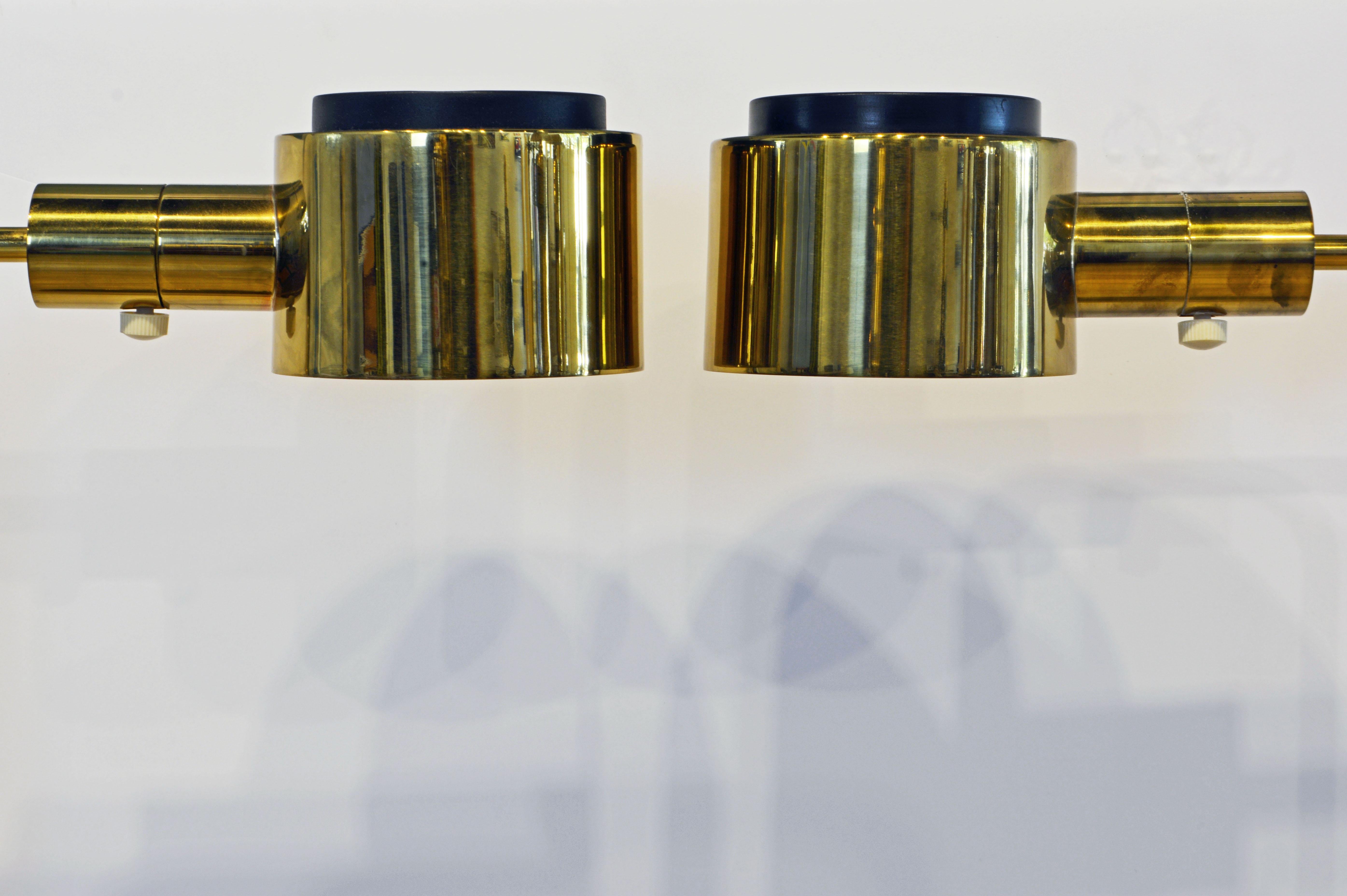 American Pair of Vintage Adjustable Brass Floor Lamps by Jon Norman for Casella Lighting