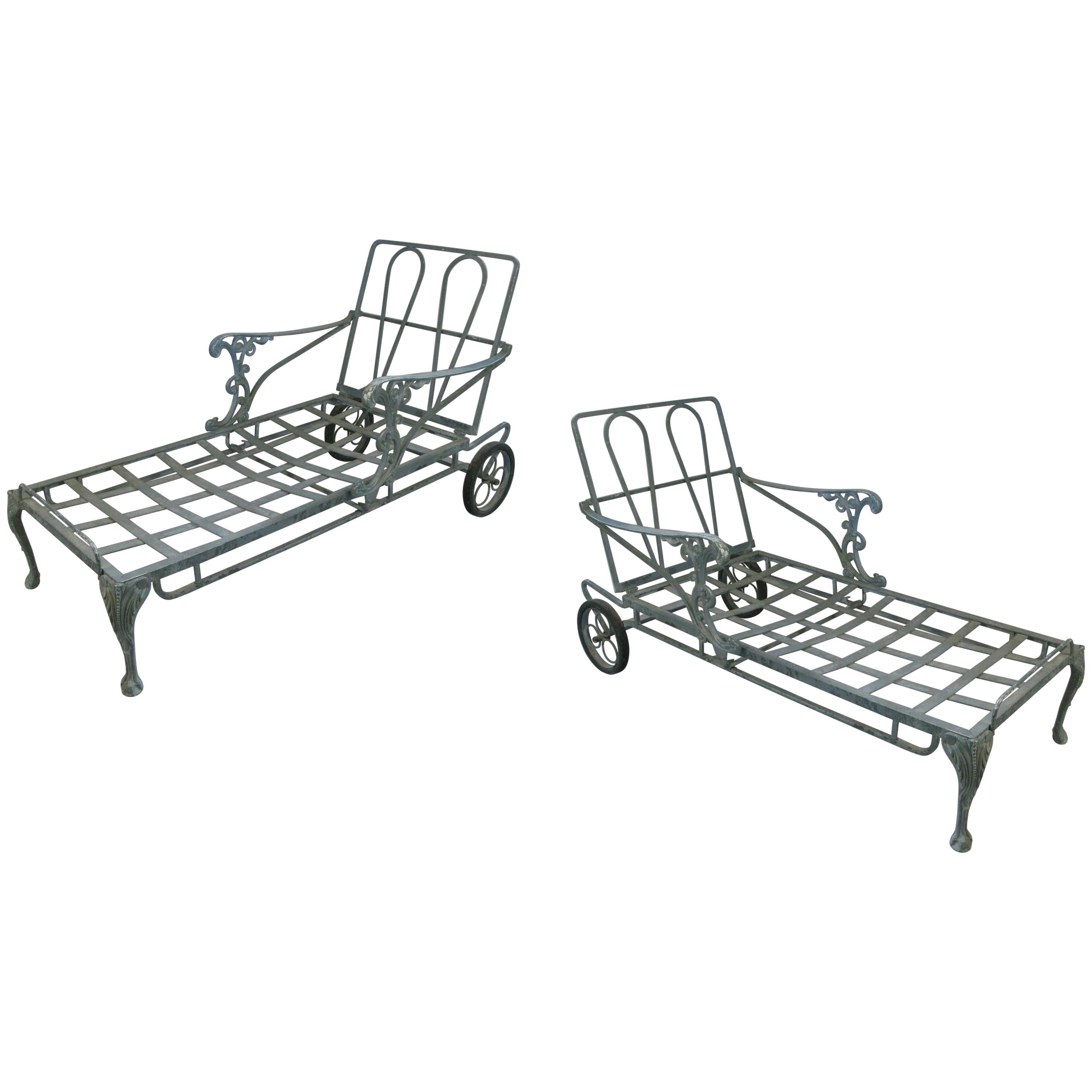 Pair of Vintage Adjustable Chaise Lounges
