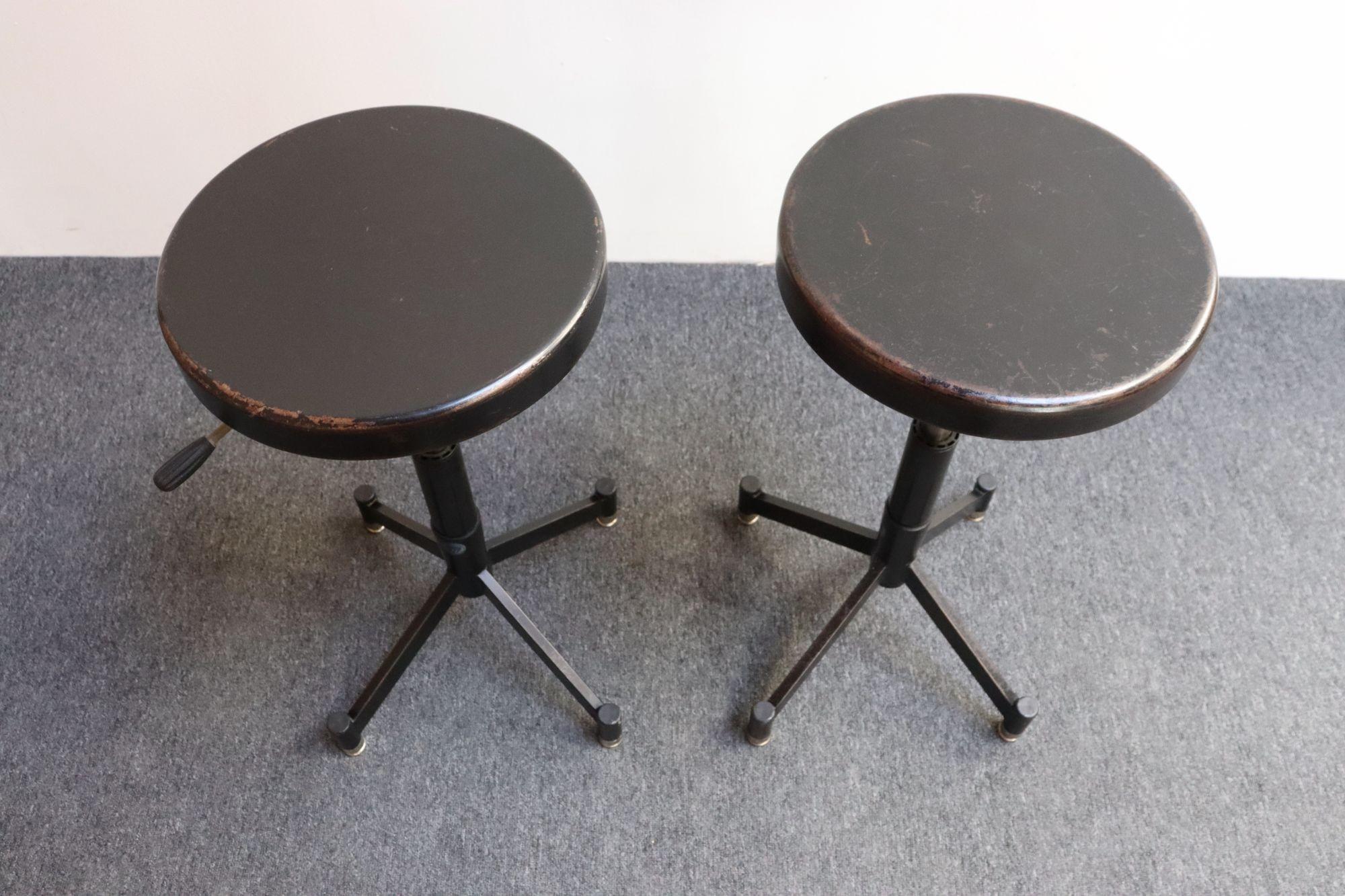 American Pair of Vintage Adjustable Pose or Task Stools with Swivel Seats by Photogenic For Sale