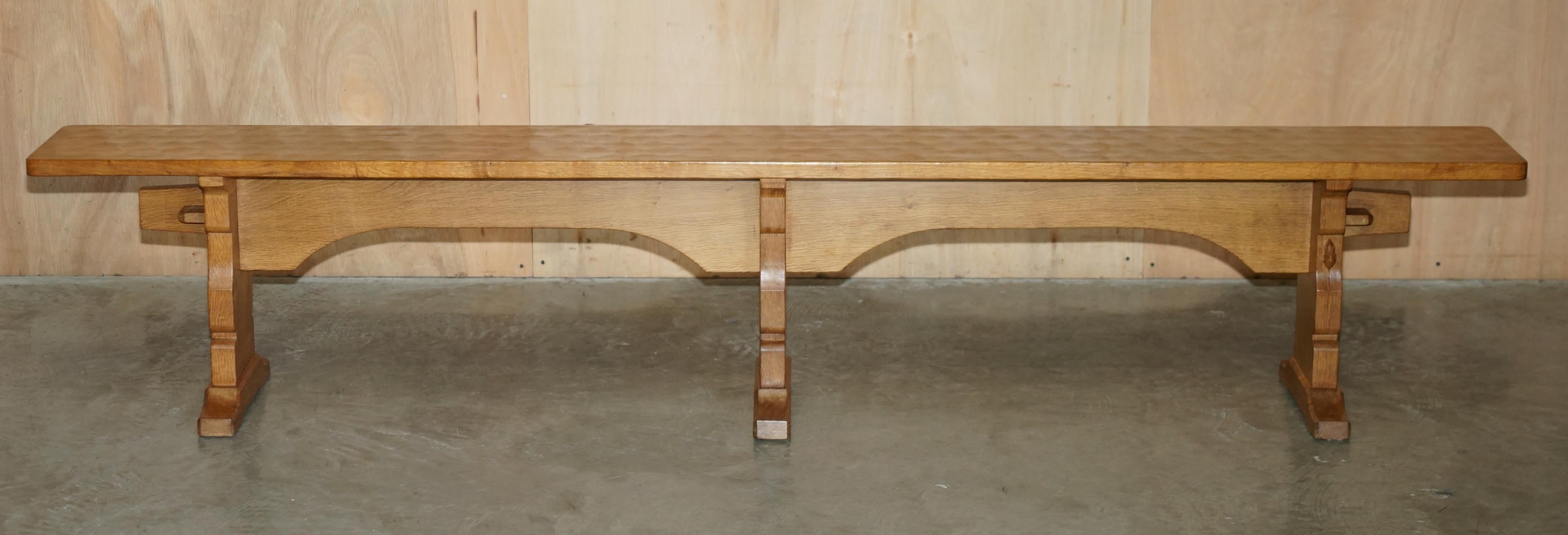 Mid-20th Century PAIR OF ViNTAGE ADZED ROBERT MOUSEMAN THOMPSON DINING ROOM TABLE PEW BENCHES For Sale