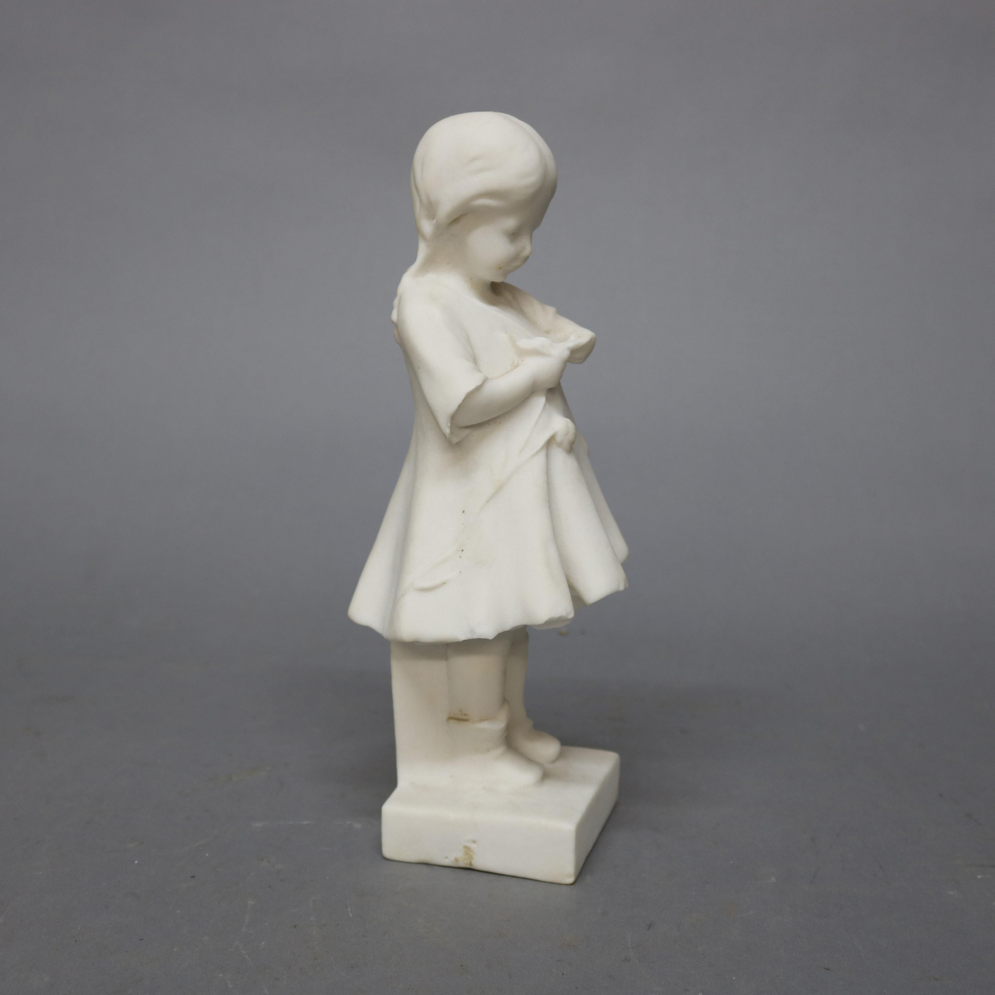 Pair of Vintage Alabaster Carved Italian Figures School Boy & Girl, 20th Century 7