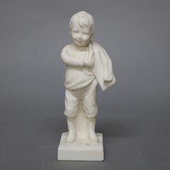 Pair of Vintage Alabaster Carved Italian Figures School Boy & Girl, 20th Century