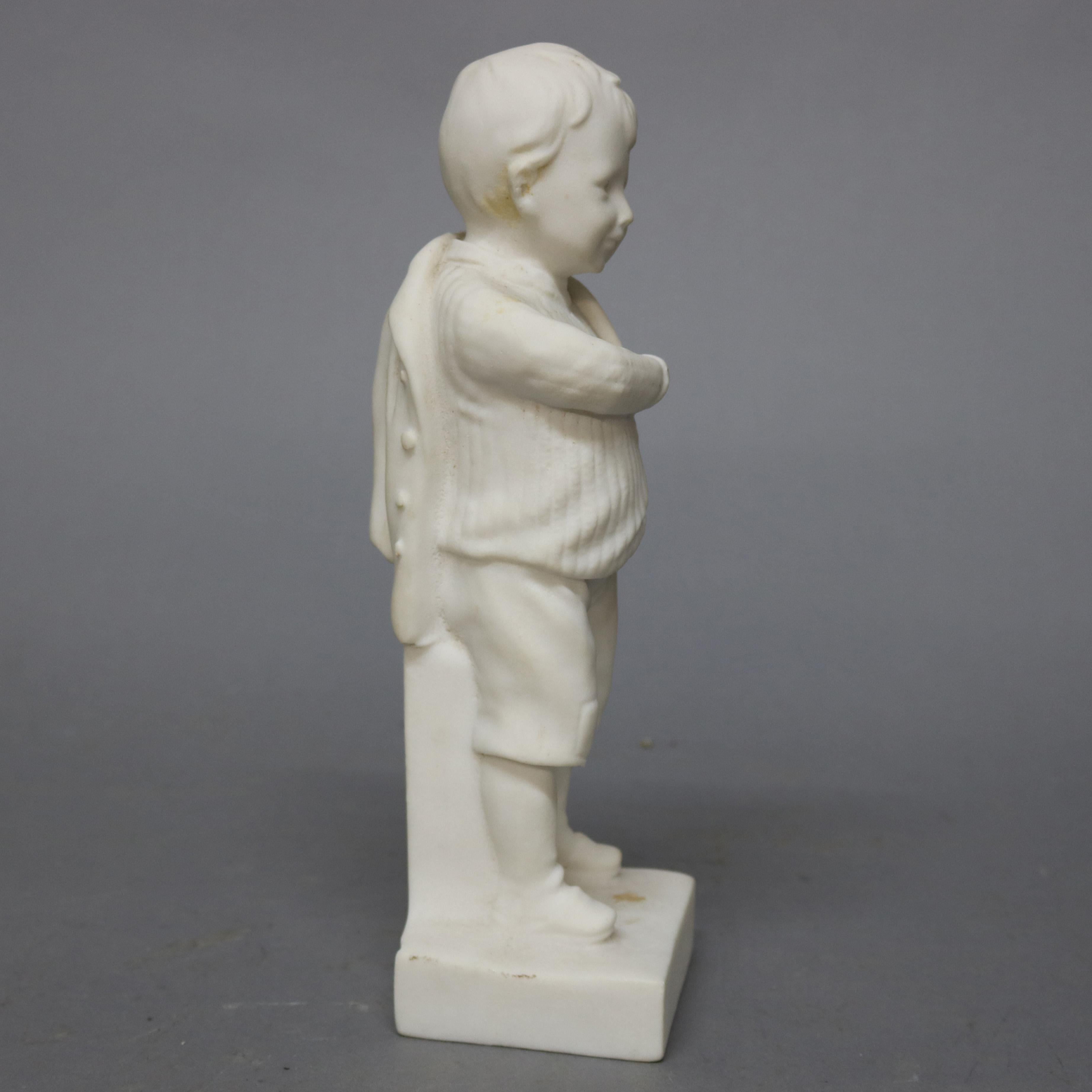 Pair of Vintage Alabaster Carved Italian Figures School Boy & Girl, 20th Century 3