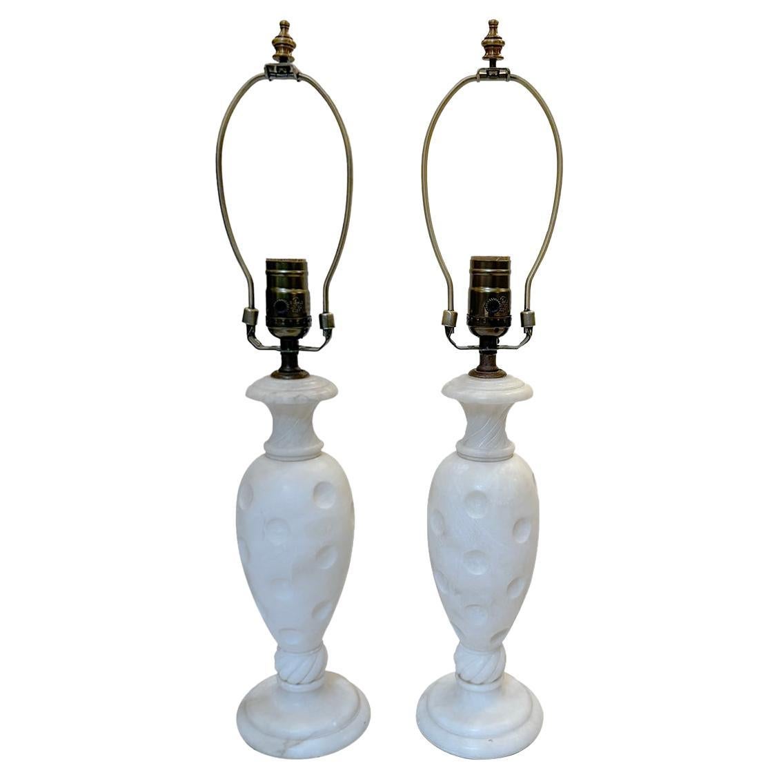 Pair of Vintage Alabaster Lamps