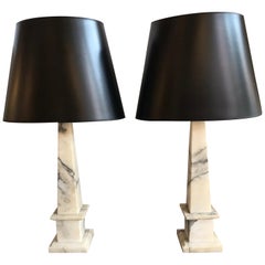Pair of Vintage Alabaster Obelisk Lamps