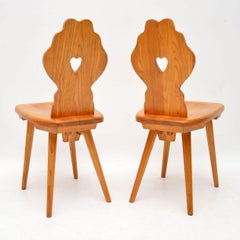 Pair of Vintage Alpine Side Chairs in Solid Elm