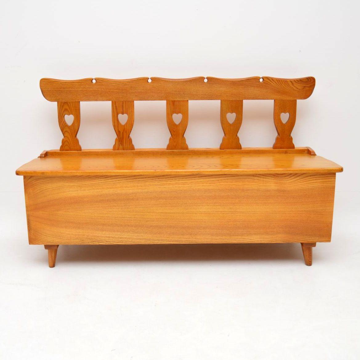 Swiss Pair of Vintage Alpine Side Chairs in Solid Elm