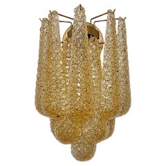 Pair of vintage amber glass petals drop wall sconces