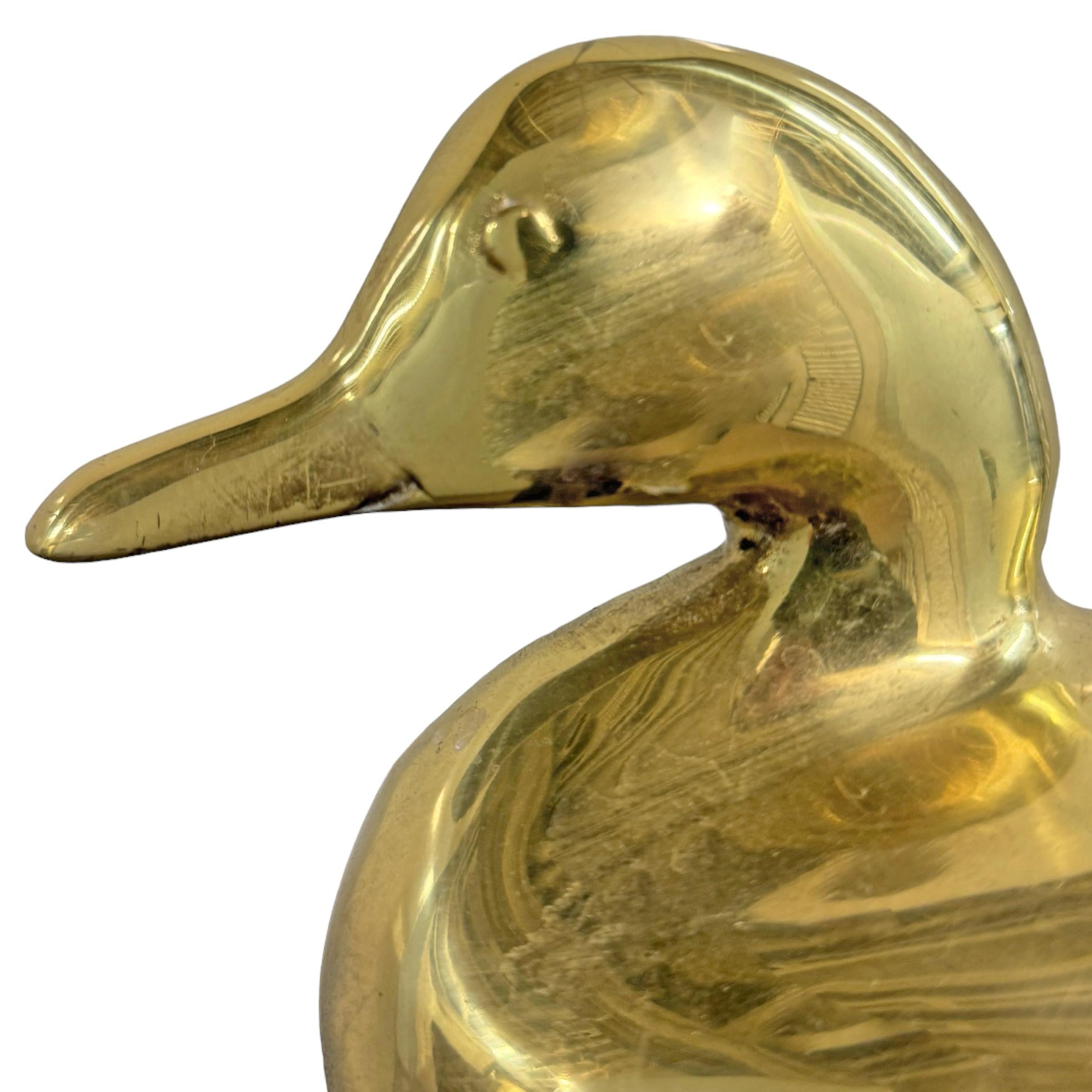 Paar Vintage American Brass Duck Andirons (Messing) im Angebot