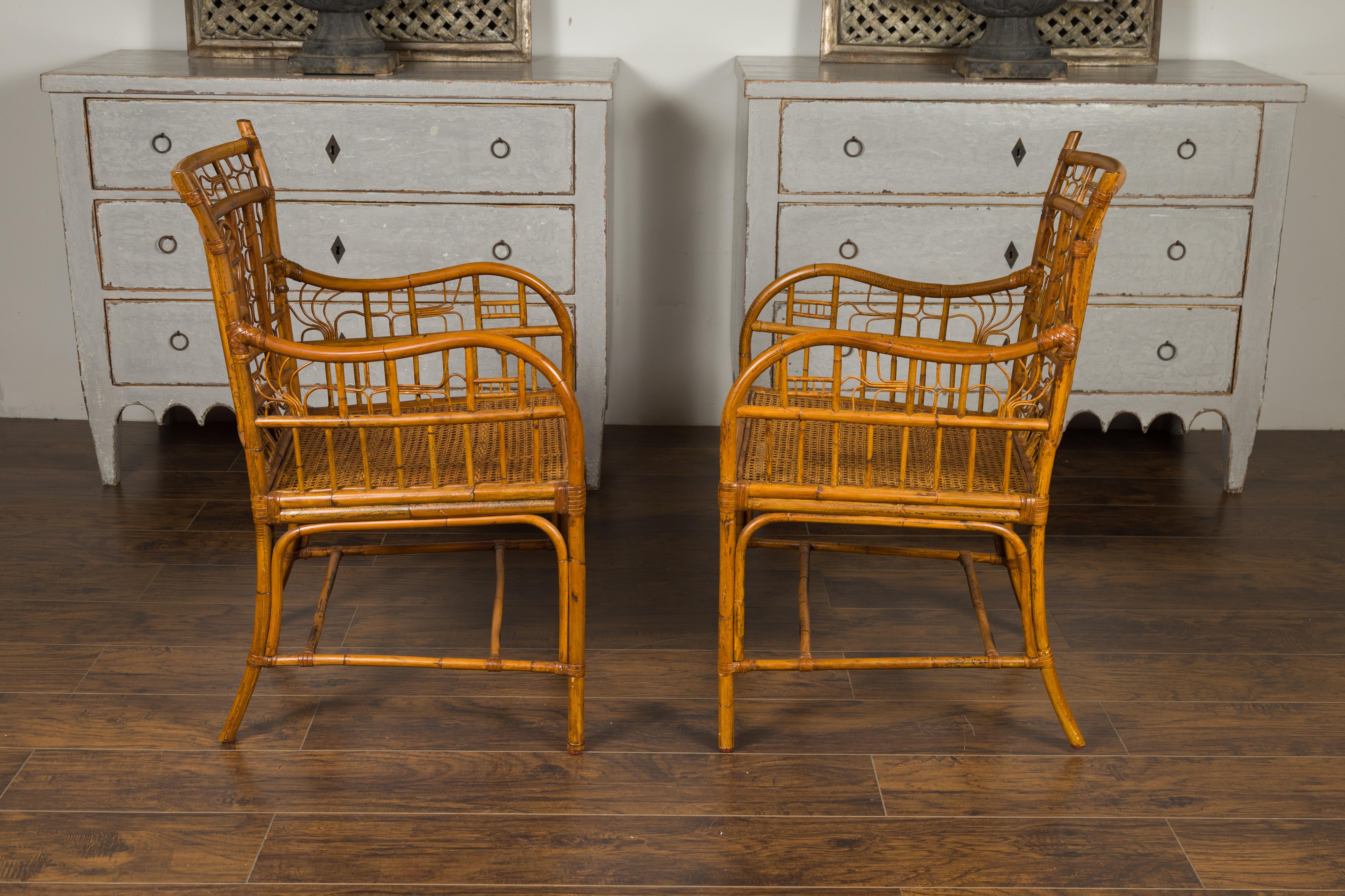 Pair of Vintage American Chinese Chippendale Style Armchairs from the Midcentury 5