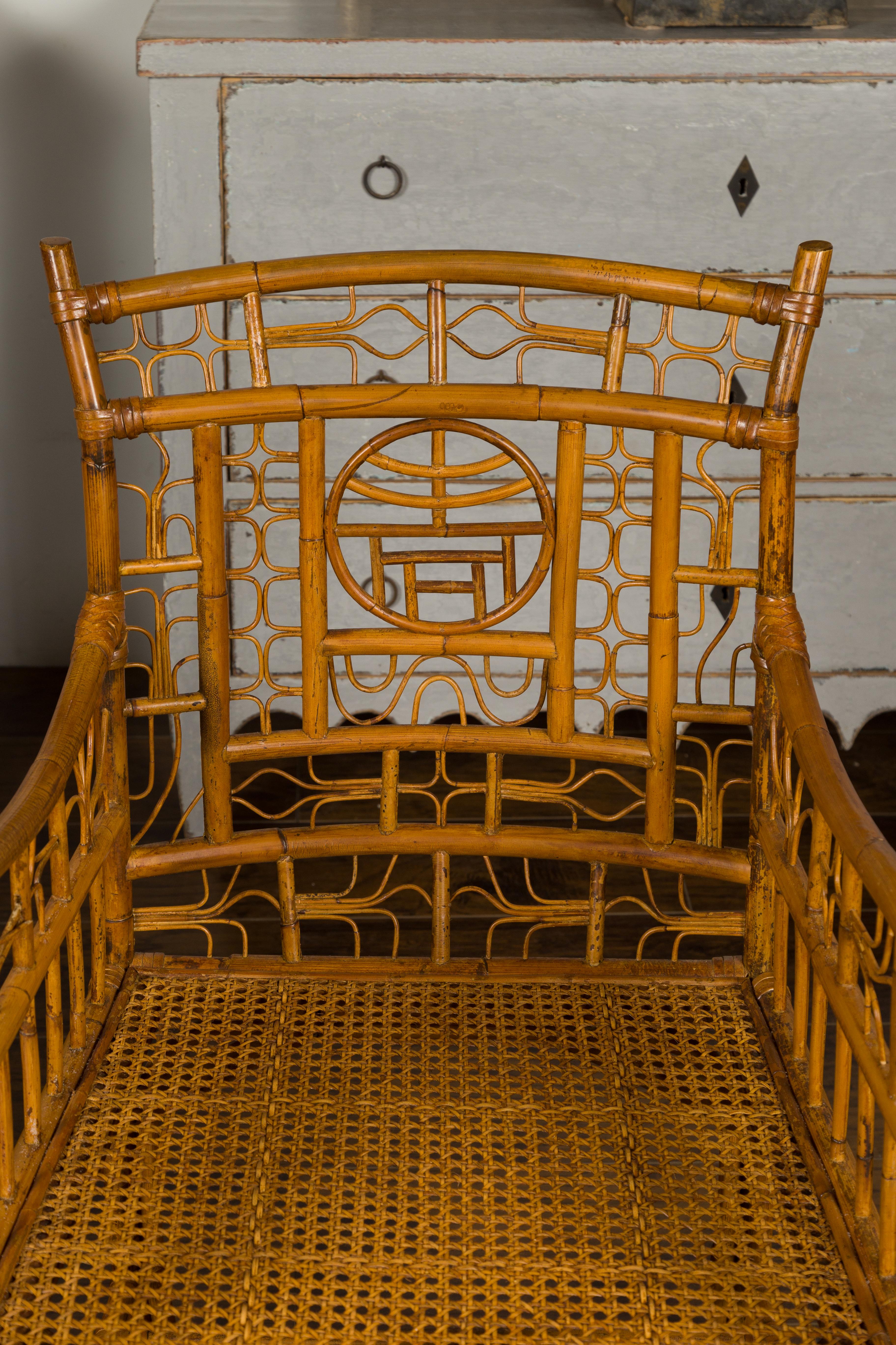 Pair of Vintage American Chinese Chippendale Style Armchairs from the Midcentury In Good Condition In Atlanta, GA