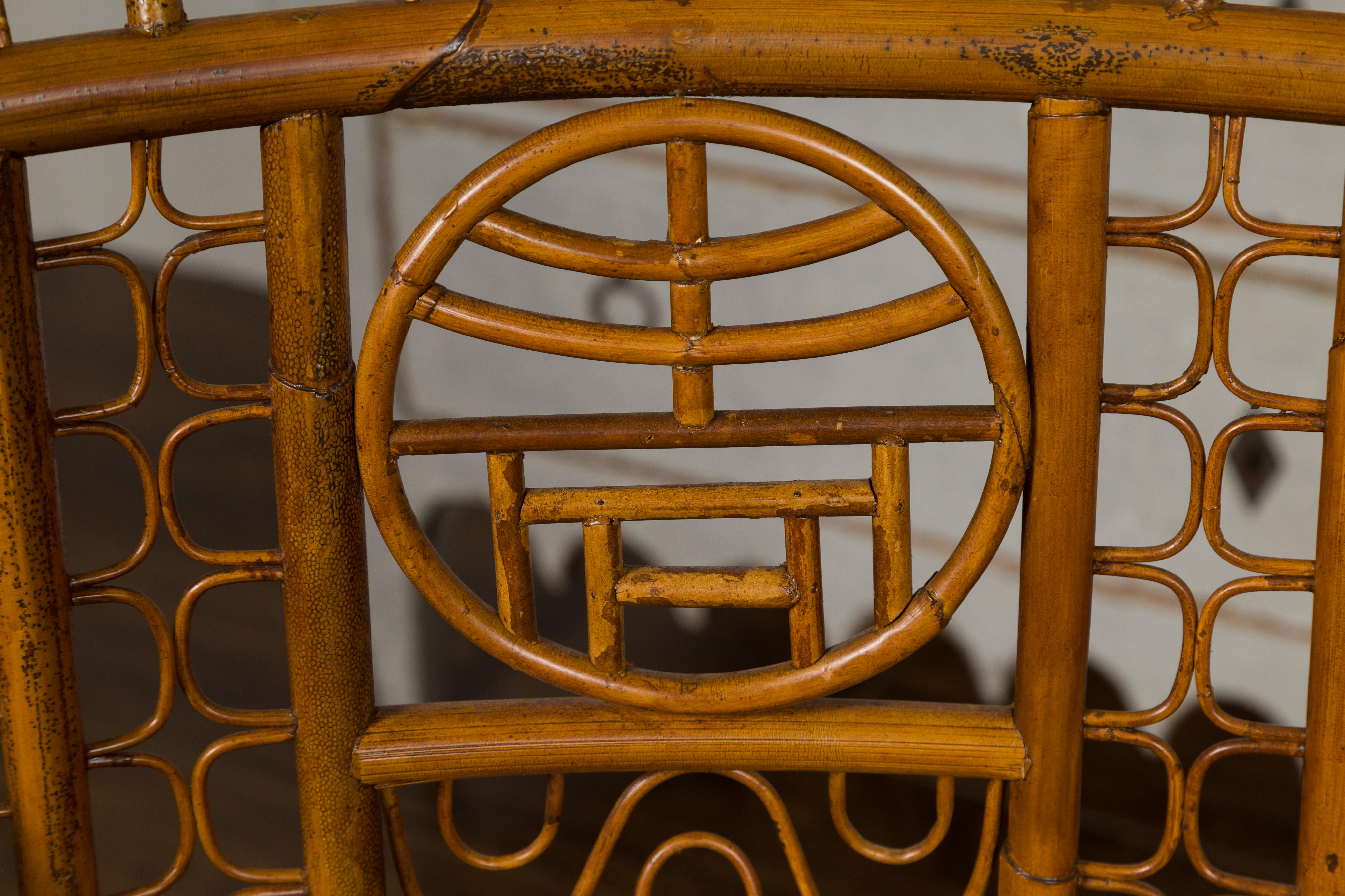 Rattan Pair of Vintage American Chinese Chippendale Style Armchairs from the Midcentury