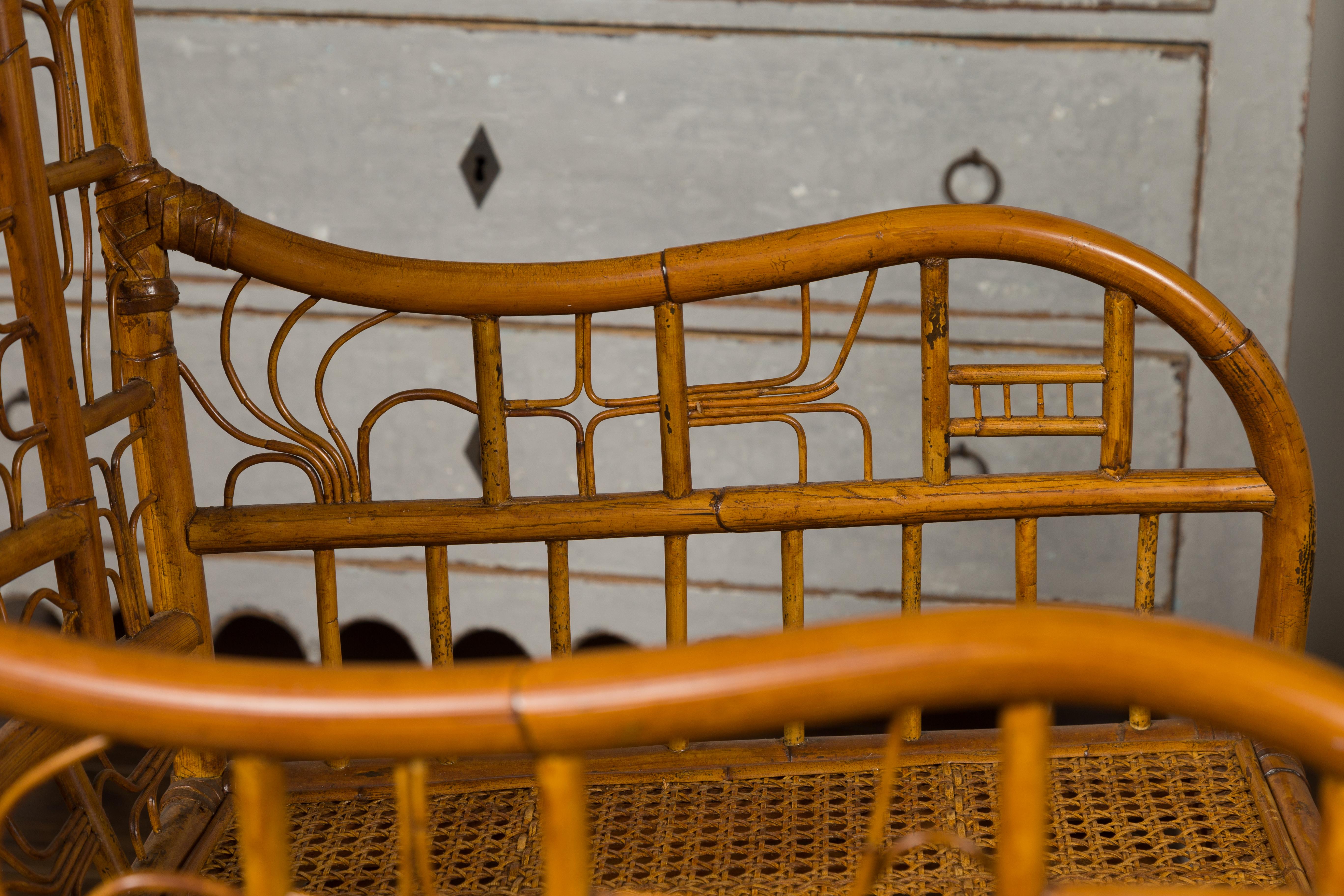 Pair of Vintage American Chinese Chippendale Style Armchairs from the Midcentury 2
